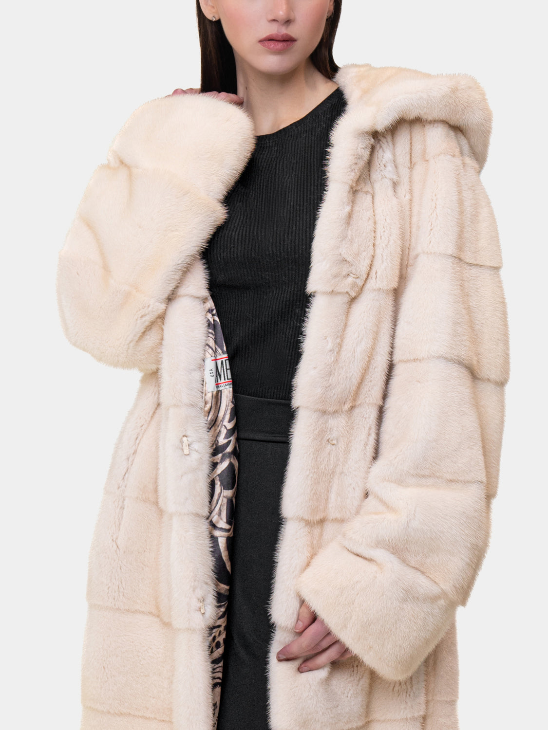 Gray Mink Coat with Hood