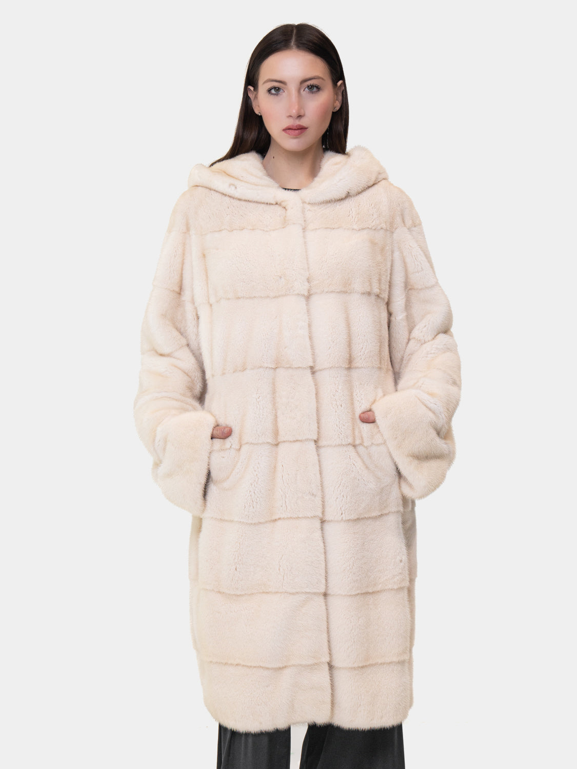 Gray Mink Coat with Hood