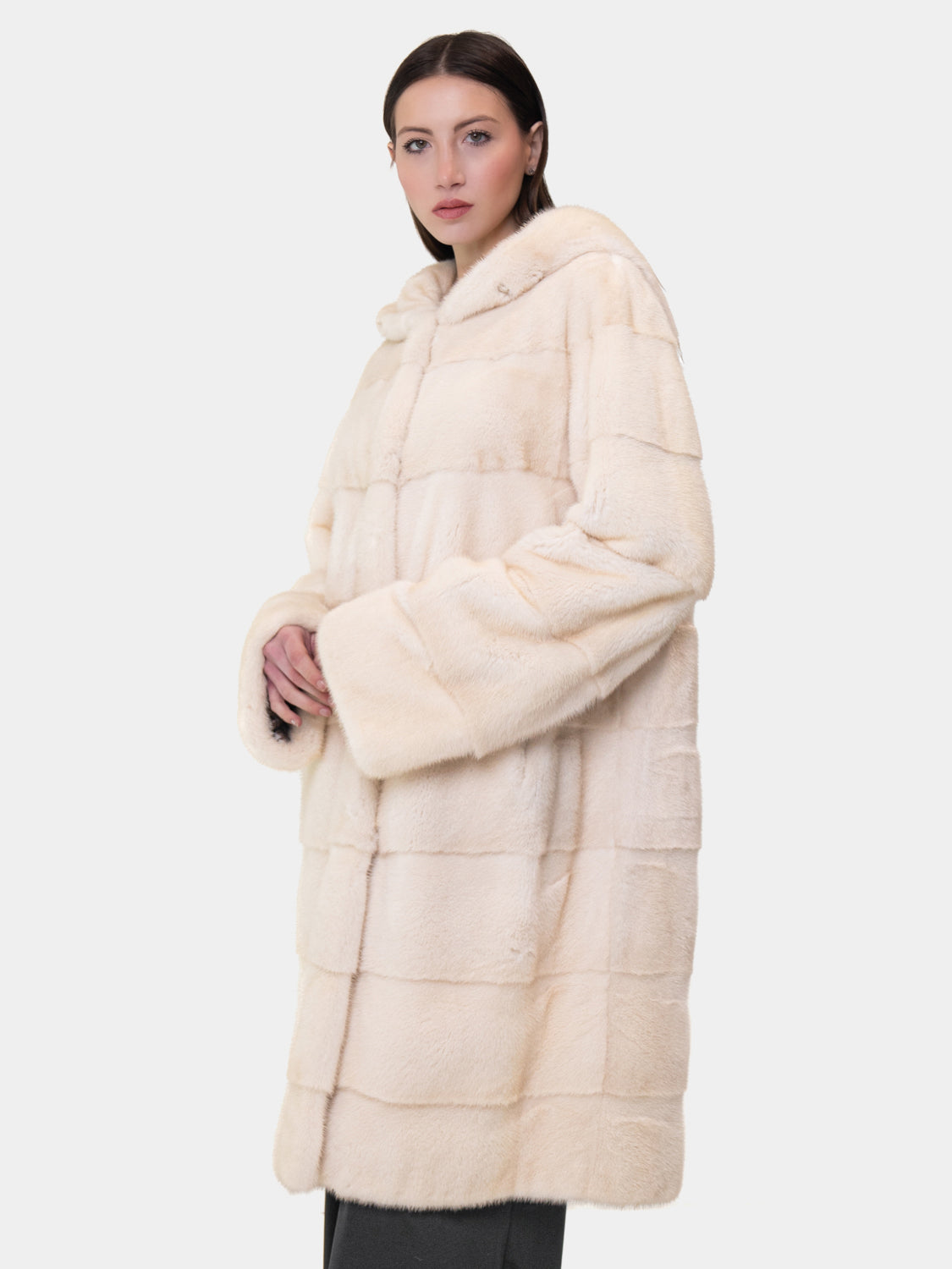 Gray Mink Coat with Hood