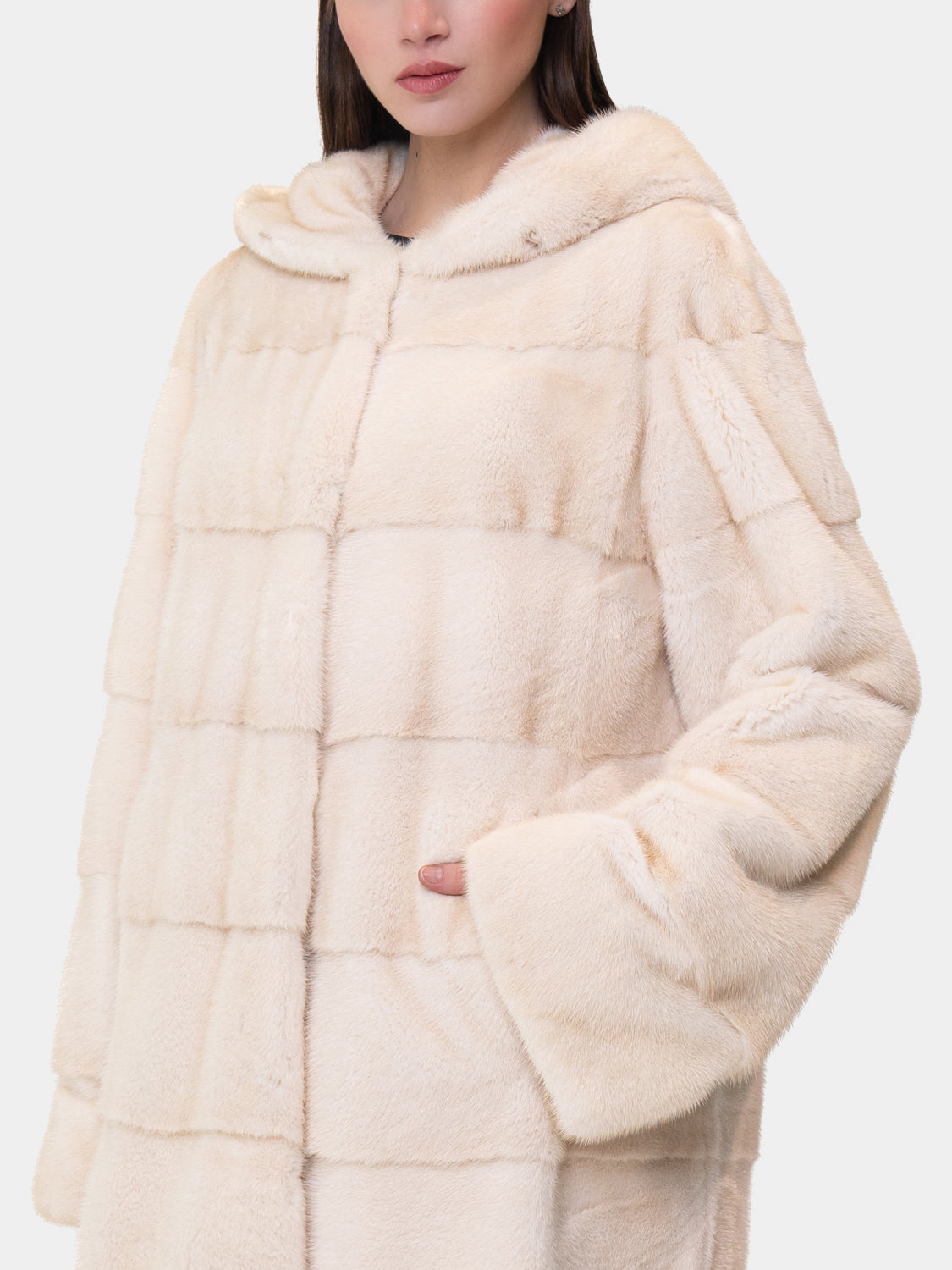 Gray Mink Coat with Hood