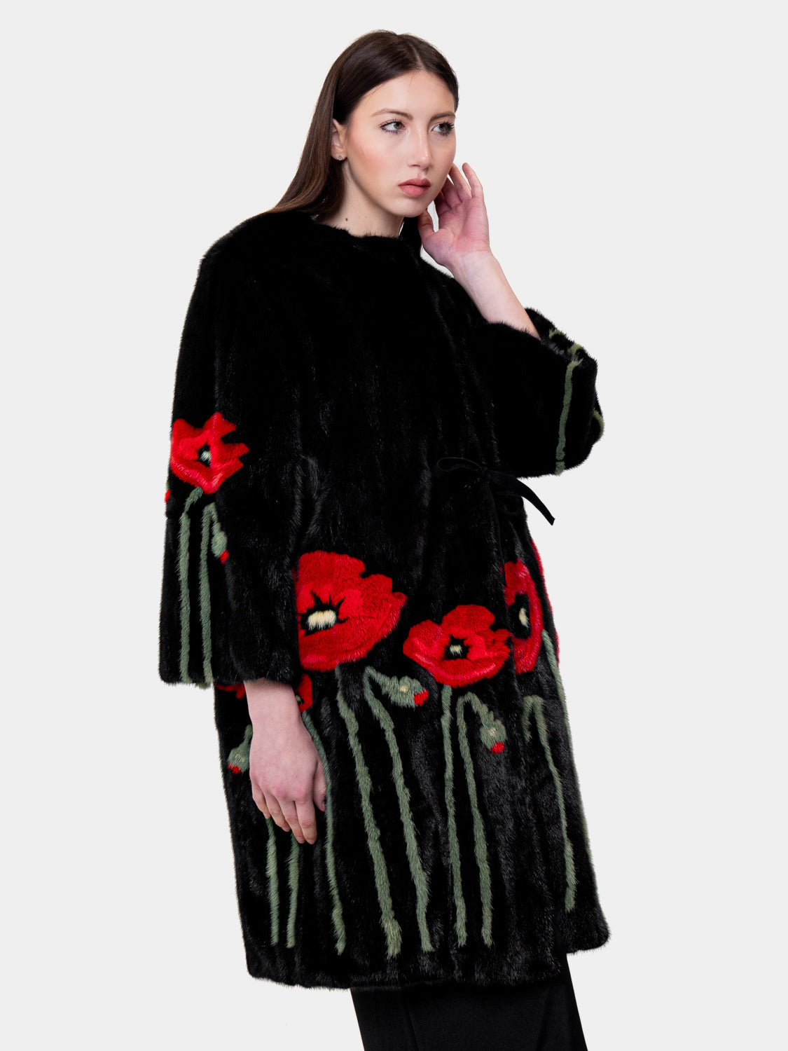 Cappotto in pelliccia in  Visone  Girocollo - Modello Kimono Tulipano