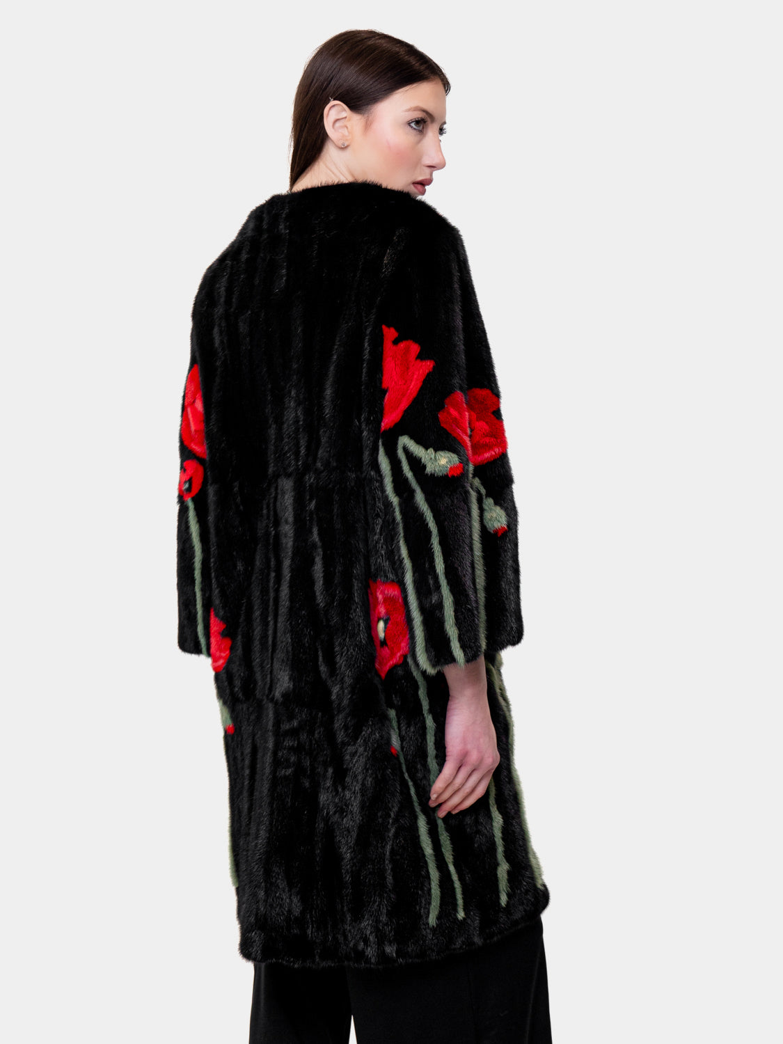 Cappotto in pelliccia in  Visone  Girocollo - Modello Kimono Tulipano