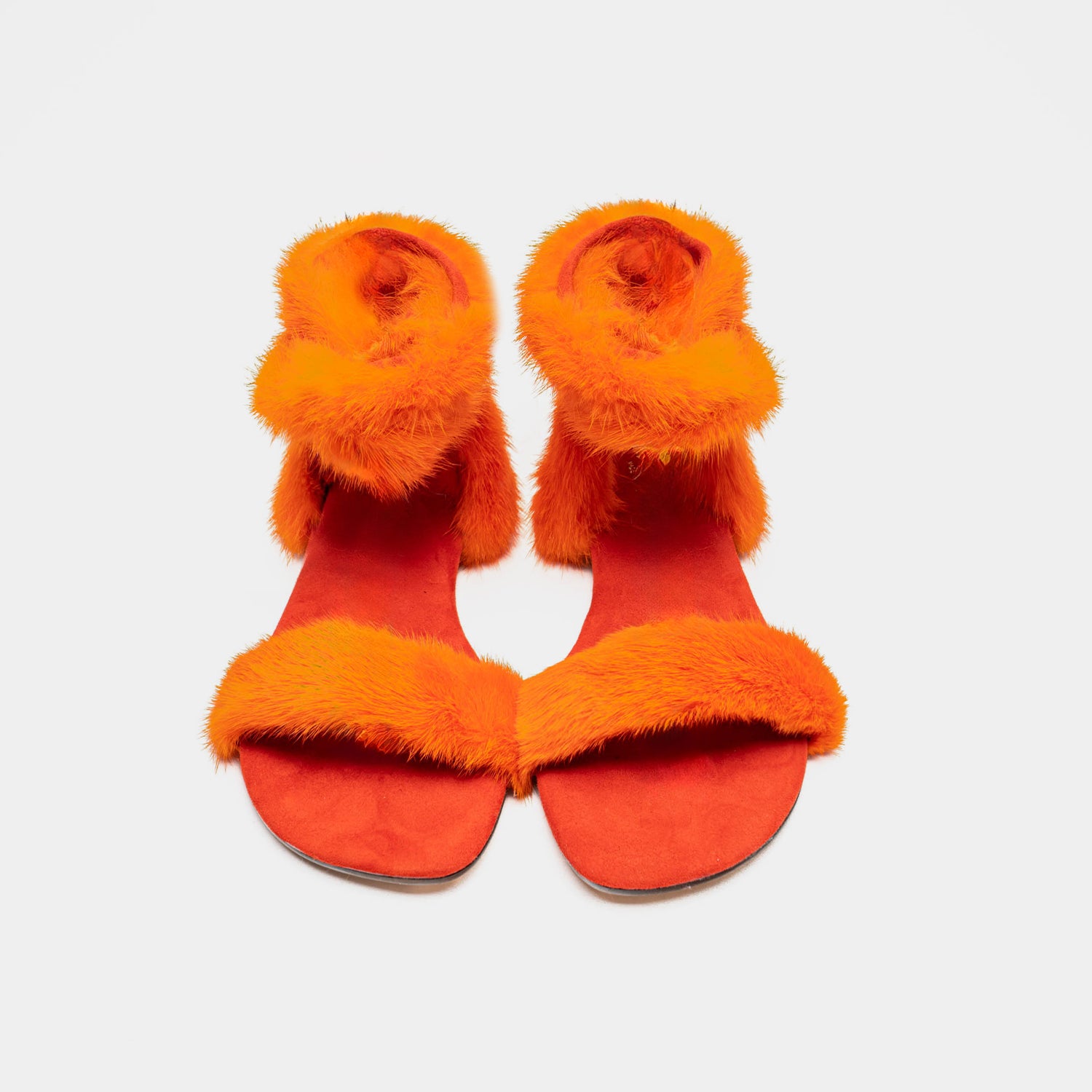 ST. TROPEZ - Sandal with Orange Mink Fur