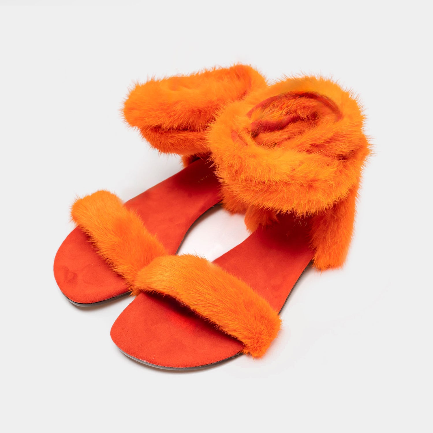 ST. TROPEZ - Sandal with Orange Mink Fur