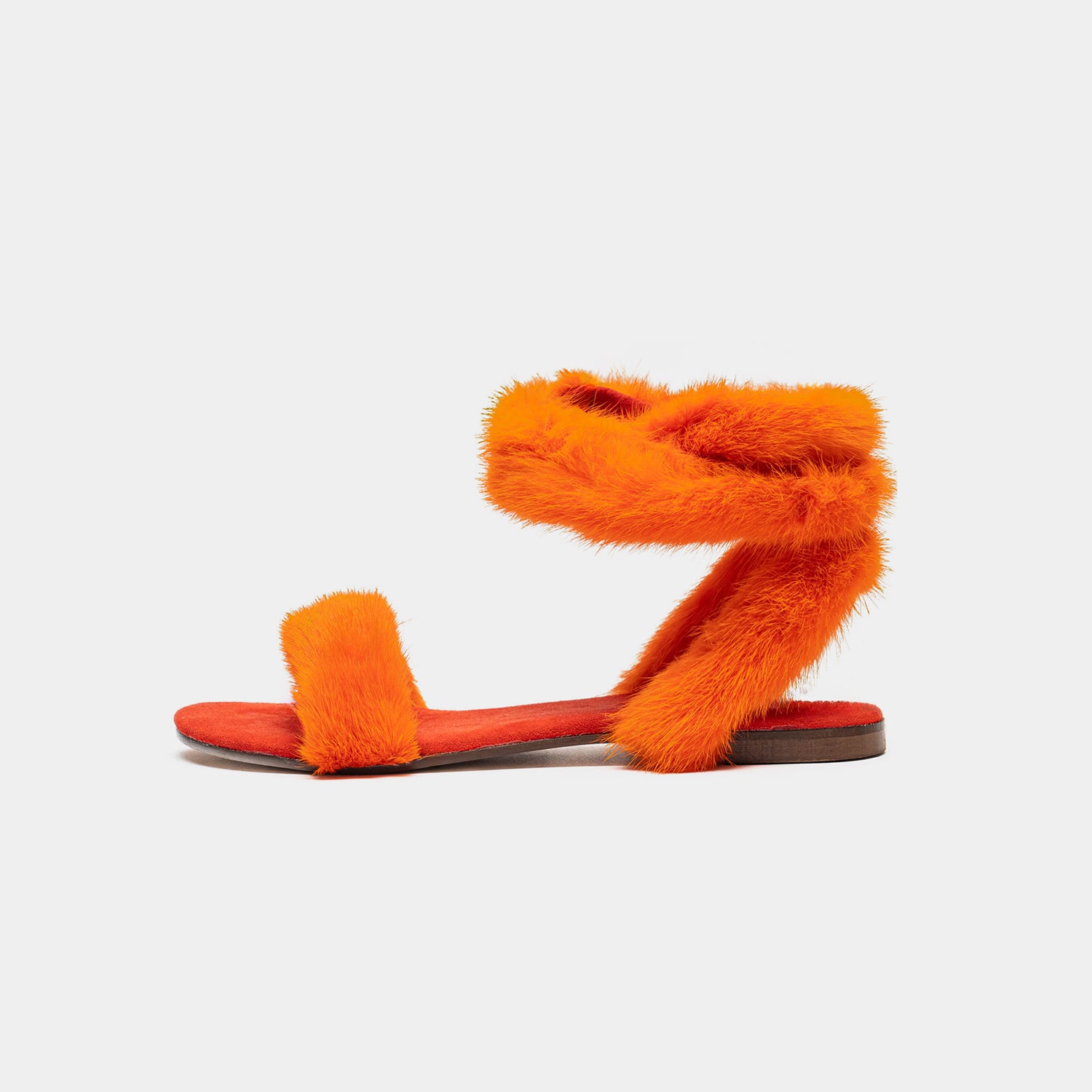 ST. TROPEZ - Sandal with Orange Mink Fur