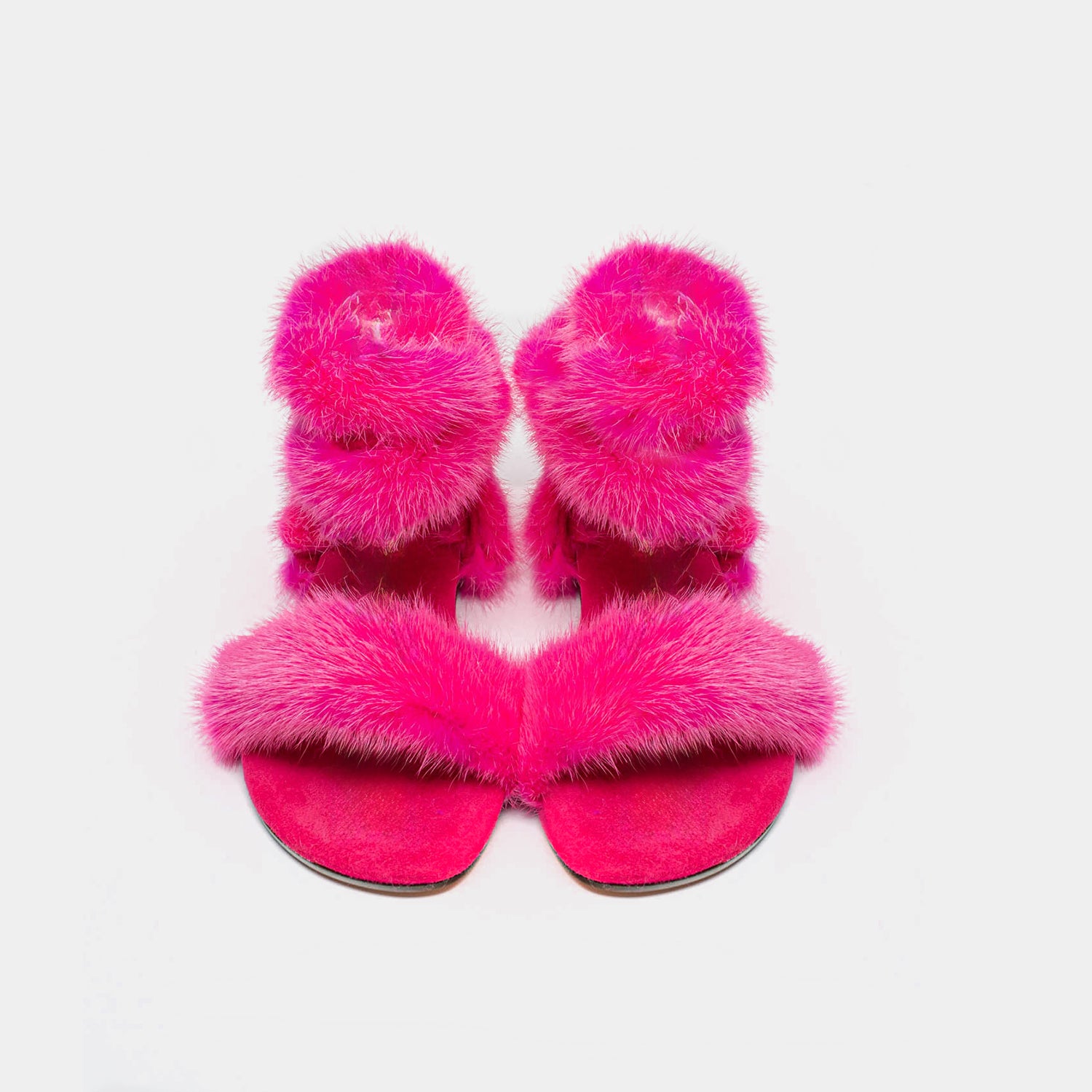 ST. TROPEZ - Sandal with Fuchsia Mink Fur