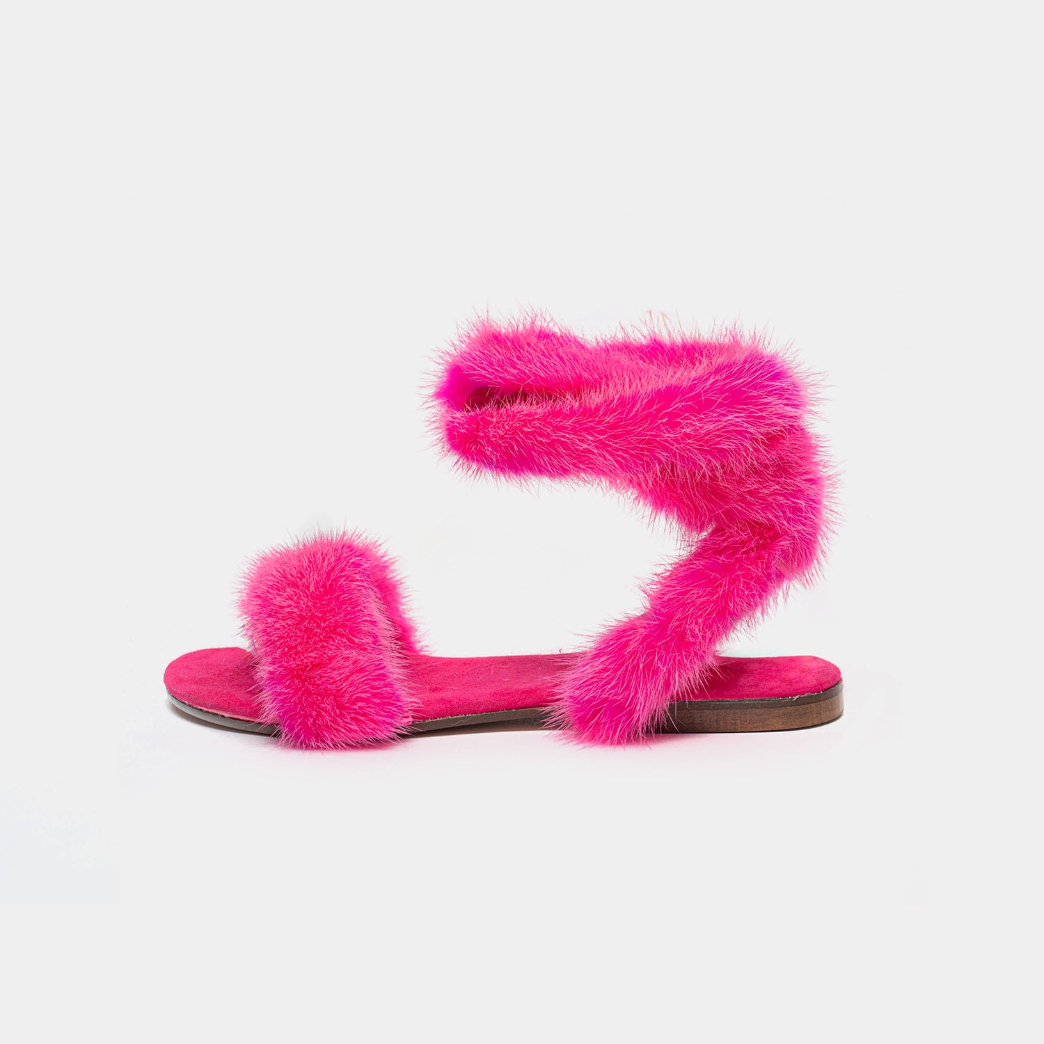 ST. TROPEZ - Sandal with Fuchsia Mink Fur