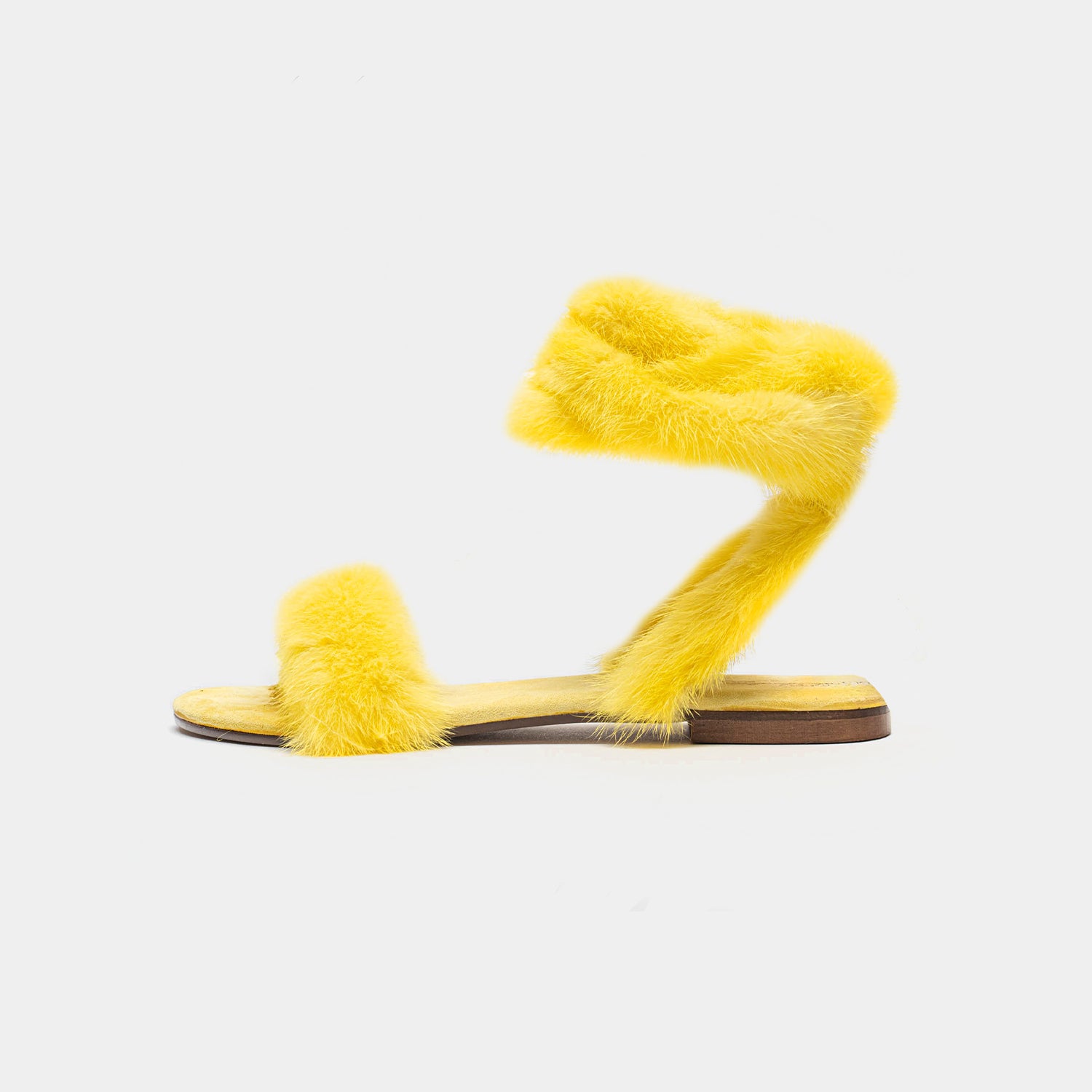 ST. TROPEZ - Sandal with Yellow Mink Fur