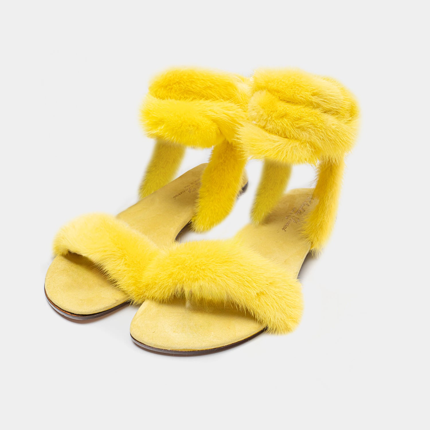 ST. TROPEZ - Sandal with Yellow Mink Fur