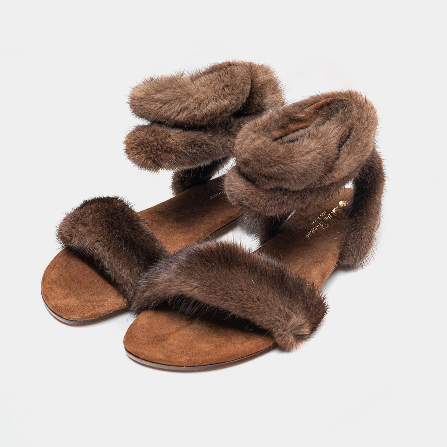 ST. TROPEZ - Sandal with Camel Mink Fur