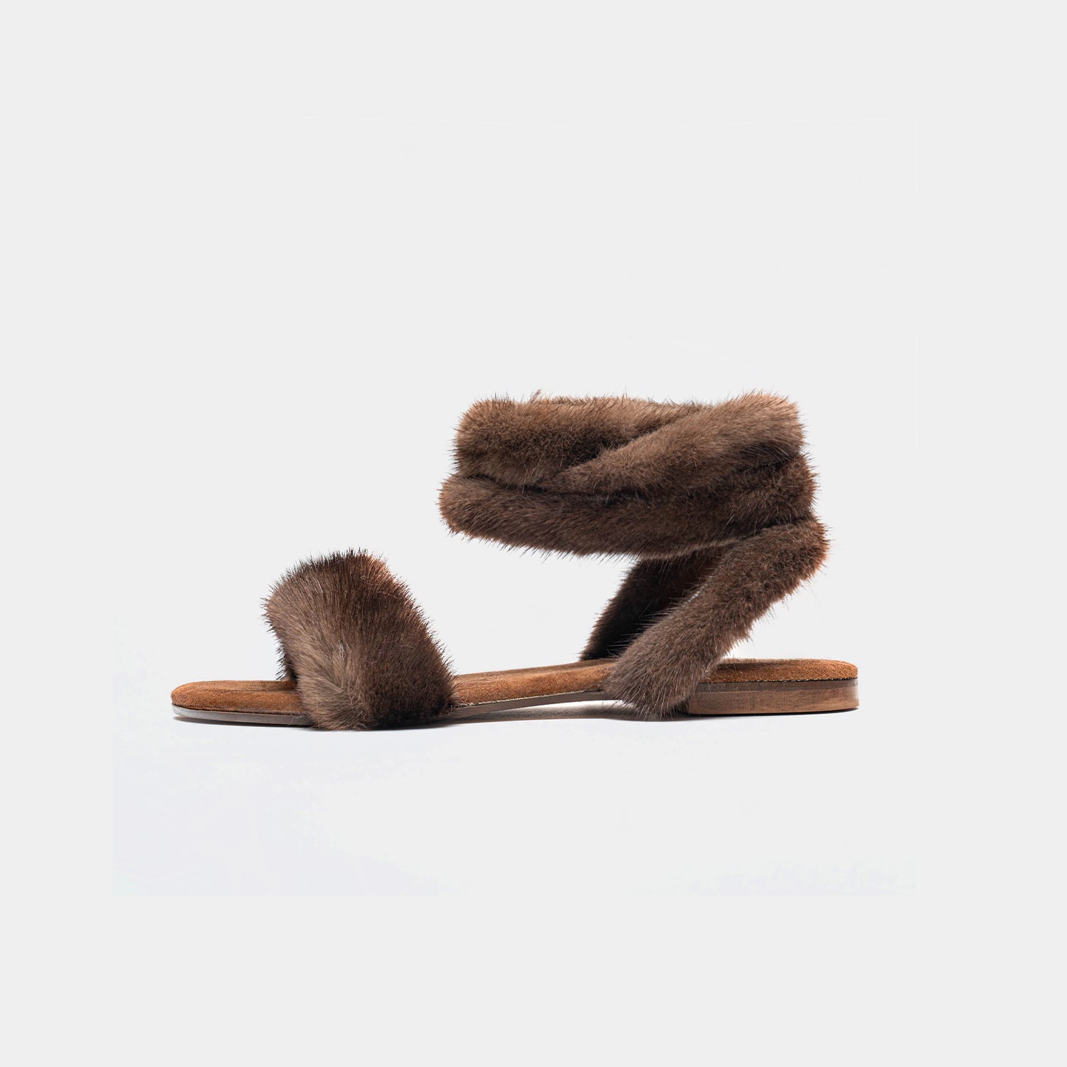 ST. TROPEZ - Sandal with Camel Mink Fur