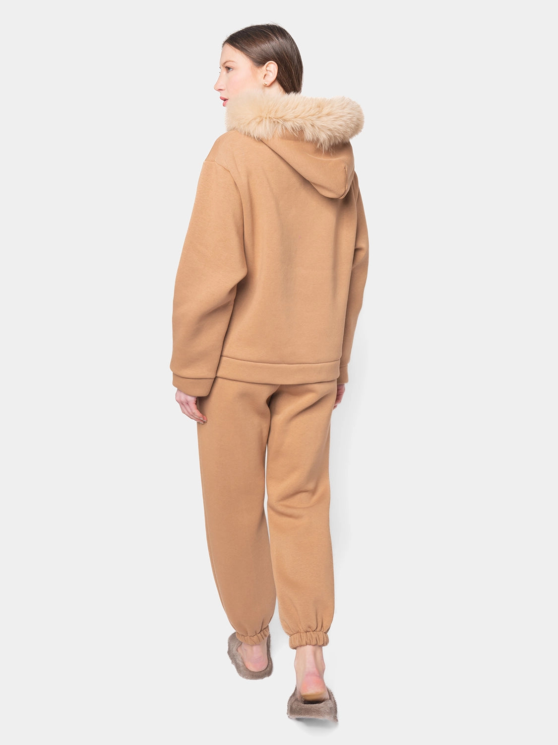 PORTO VENERE - Hooded tracksuit with camel fox border