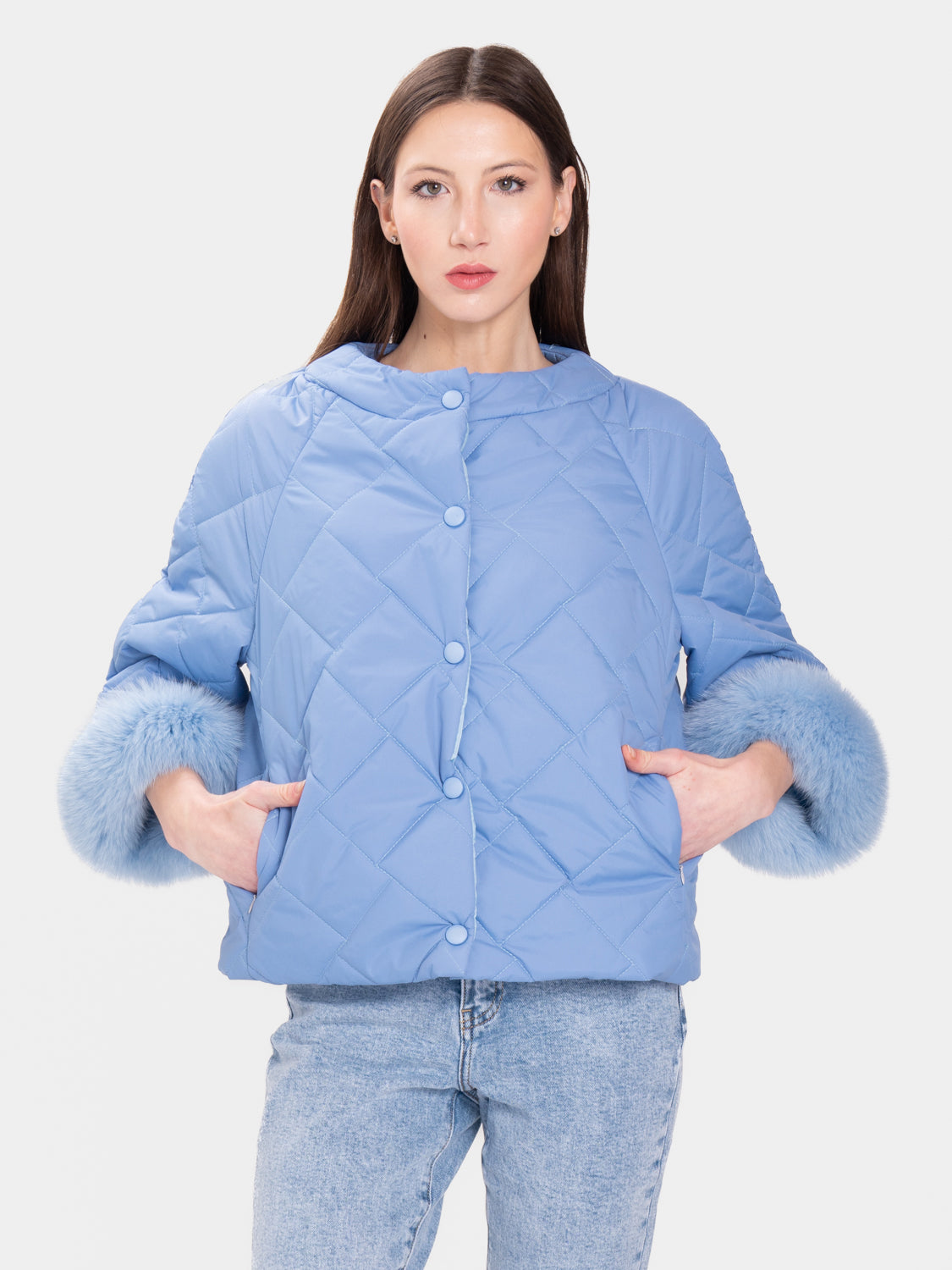 Cento Grammi Quilted Coat - Light Blue