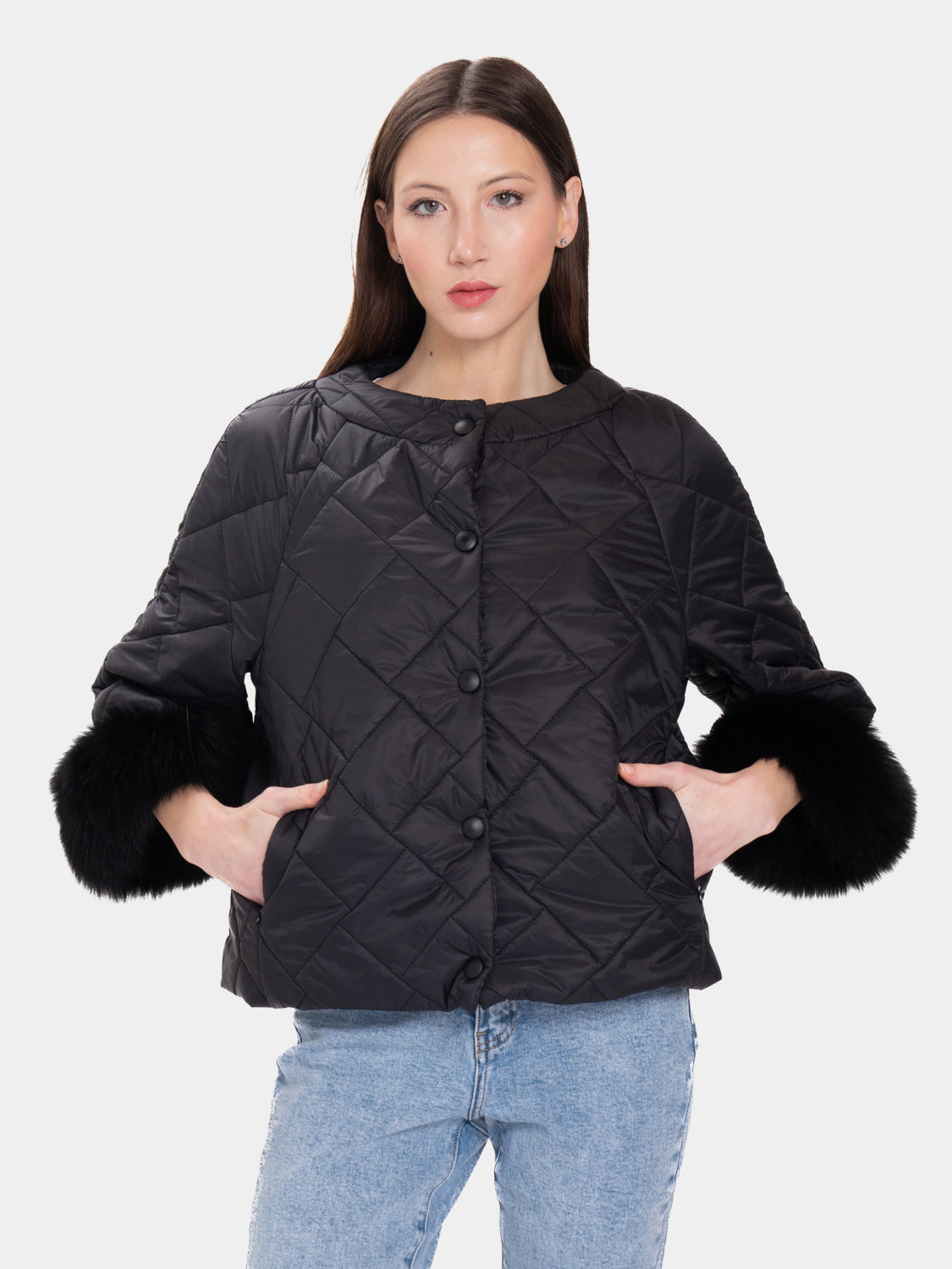 Cento Grami Quilted Coat - Black