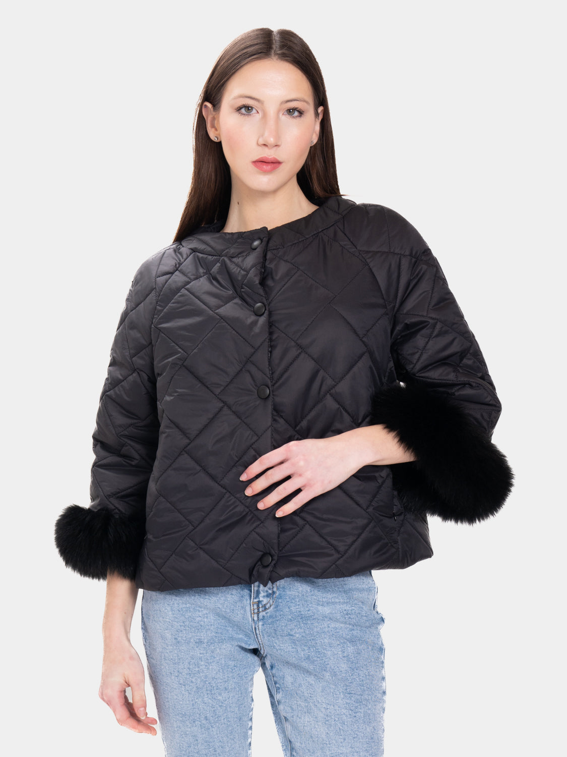 Cento Grami Quilted Coat - Black