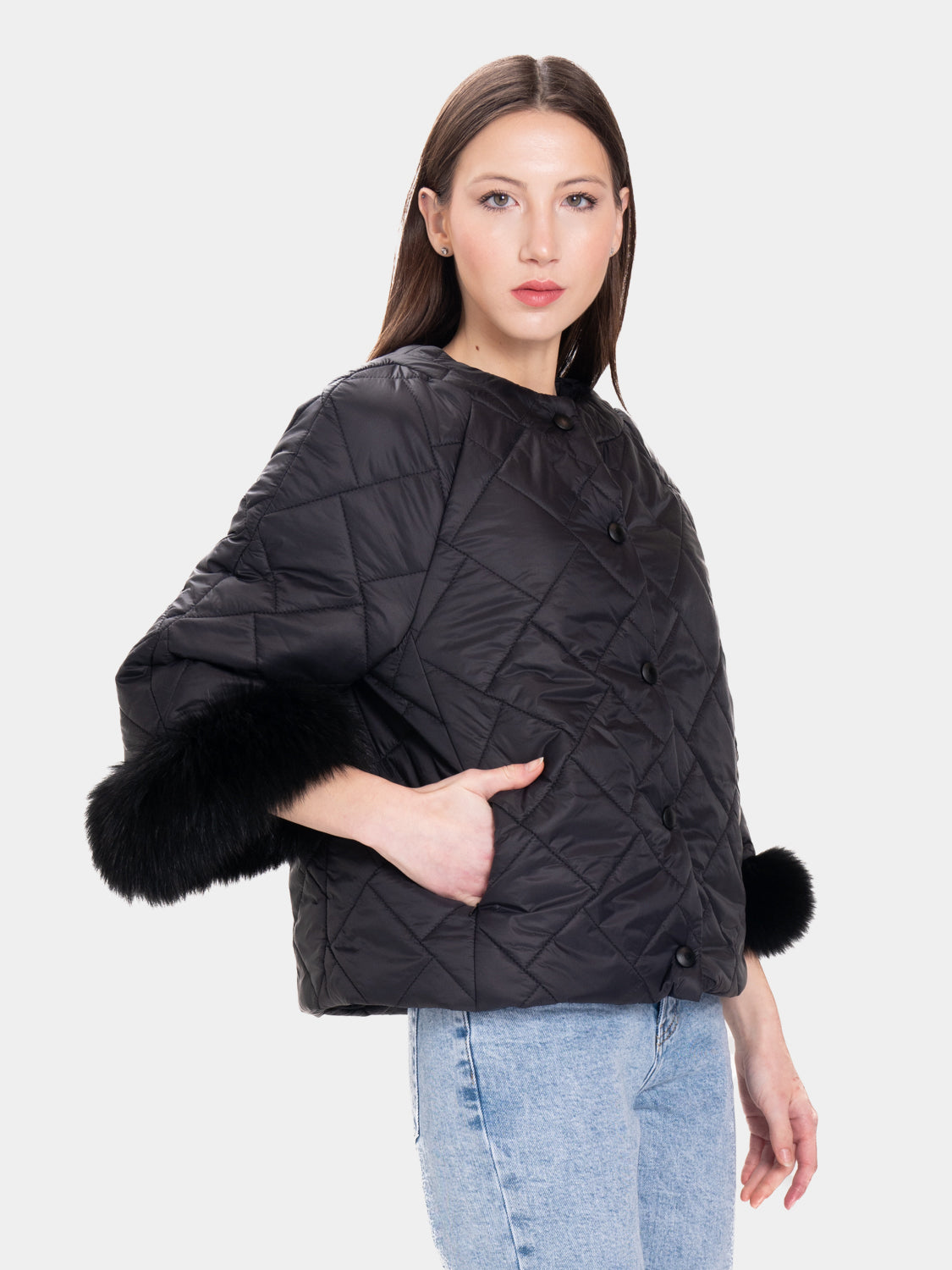 Cento Grami Quilted Coat - Black