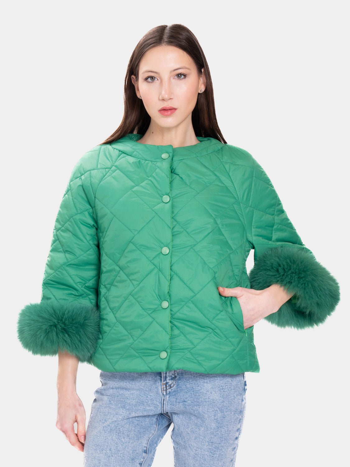 Cento Grami Quilted Coat - Green