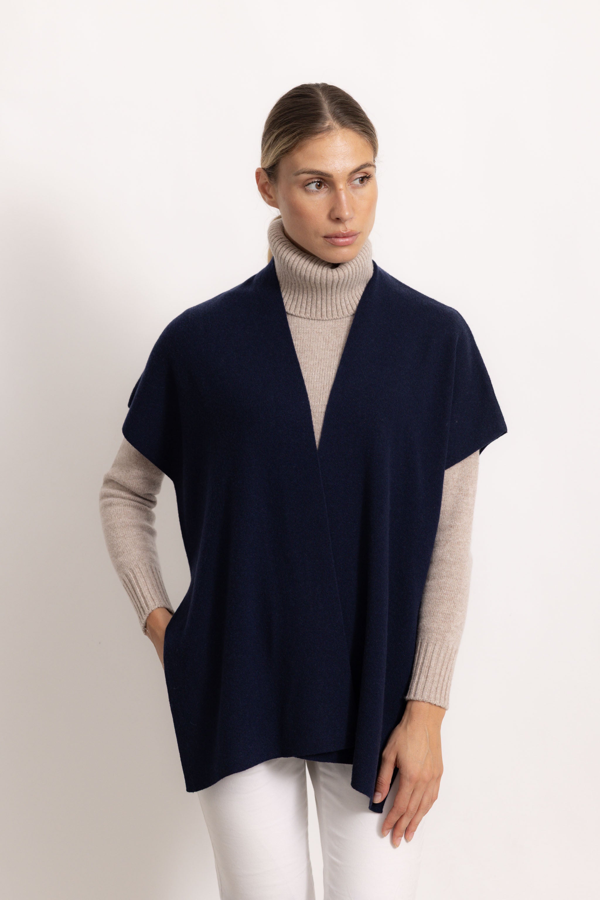CATERINA - Poncho gilet (Blu Navy)