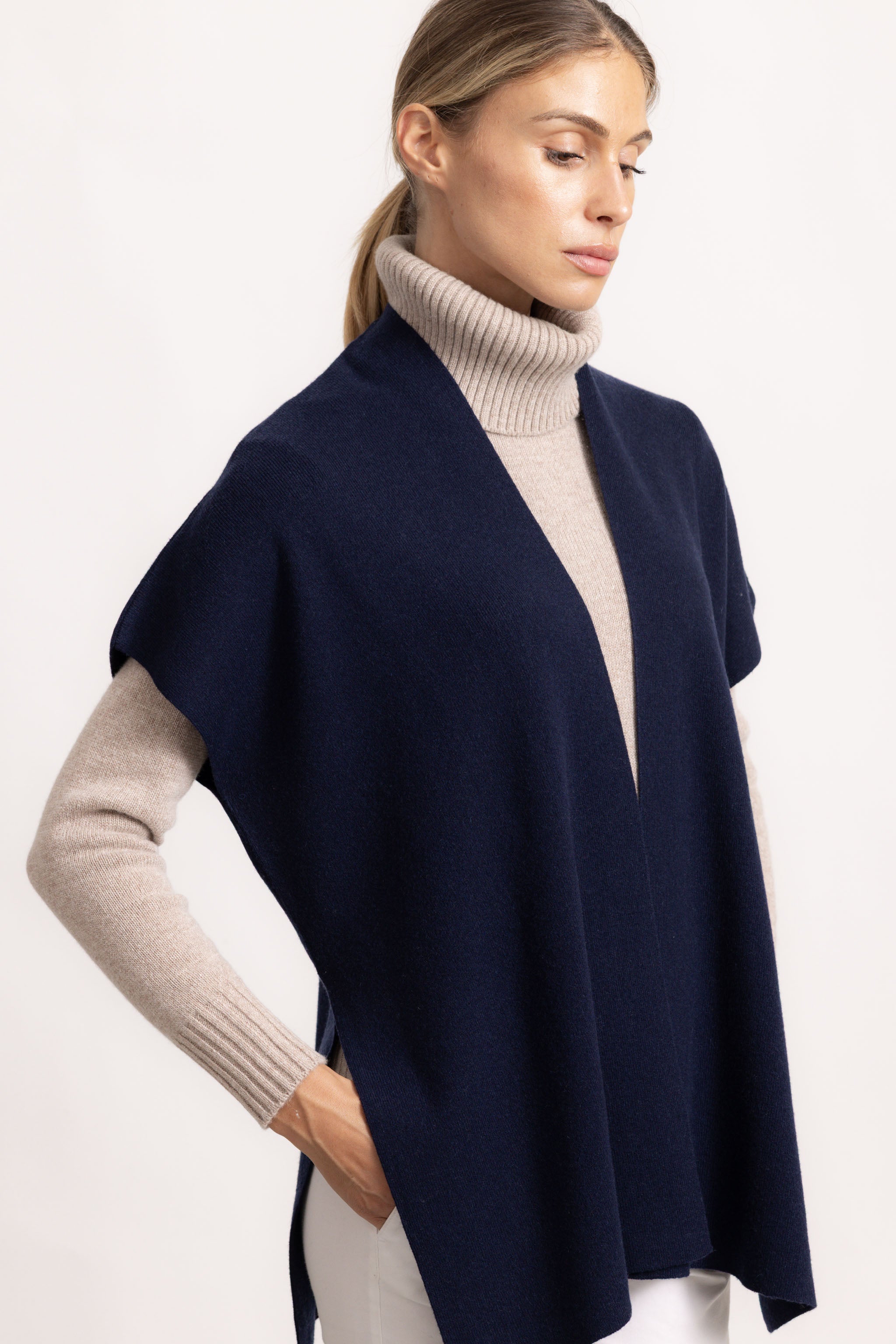 CATERINA - Poncho gilet (Blu Navy)