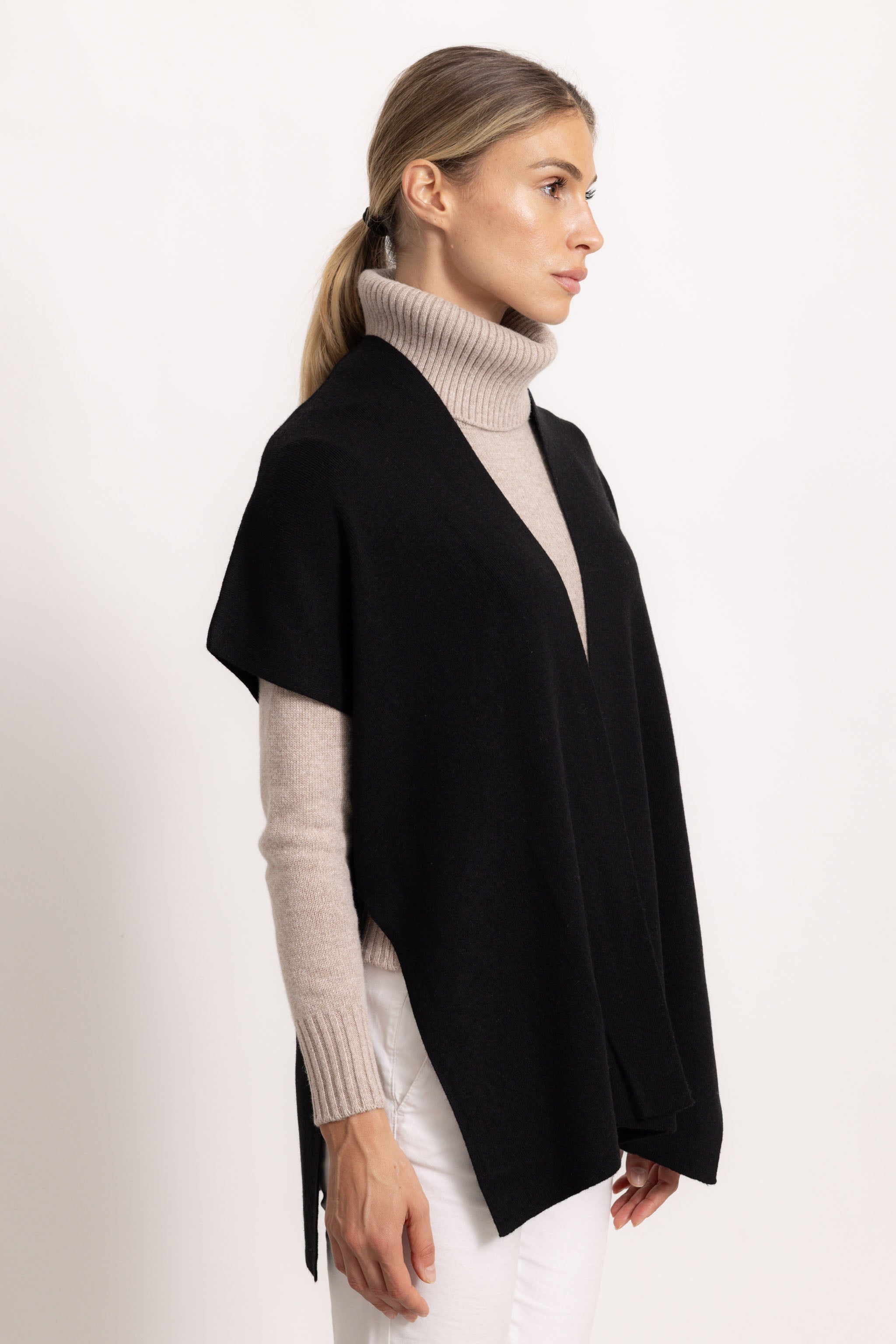 CATERINA - Poncho gilet (Nero)