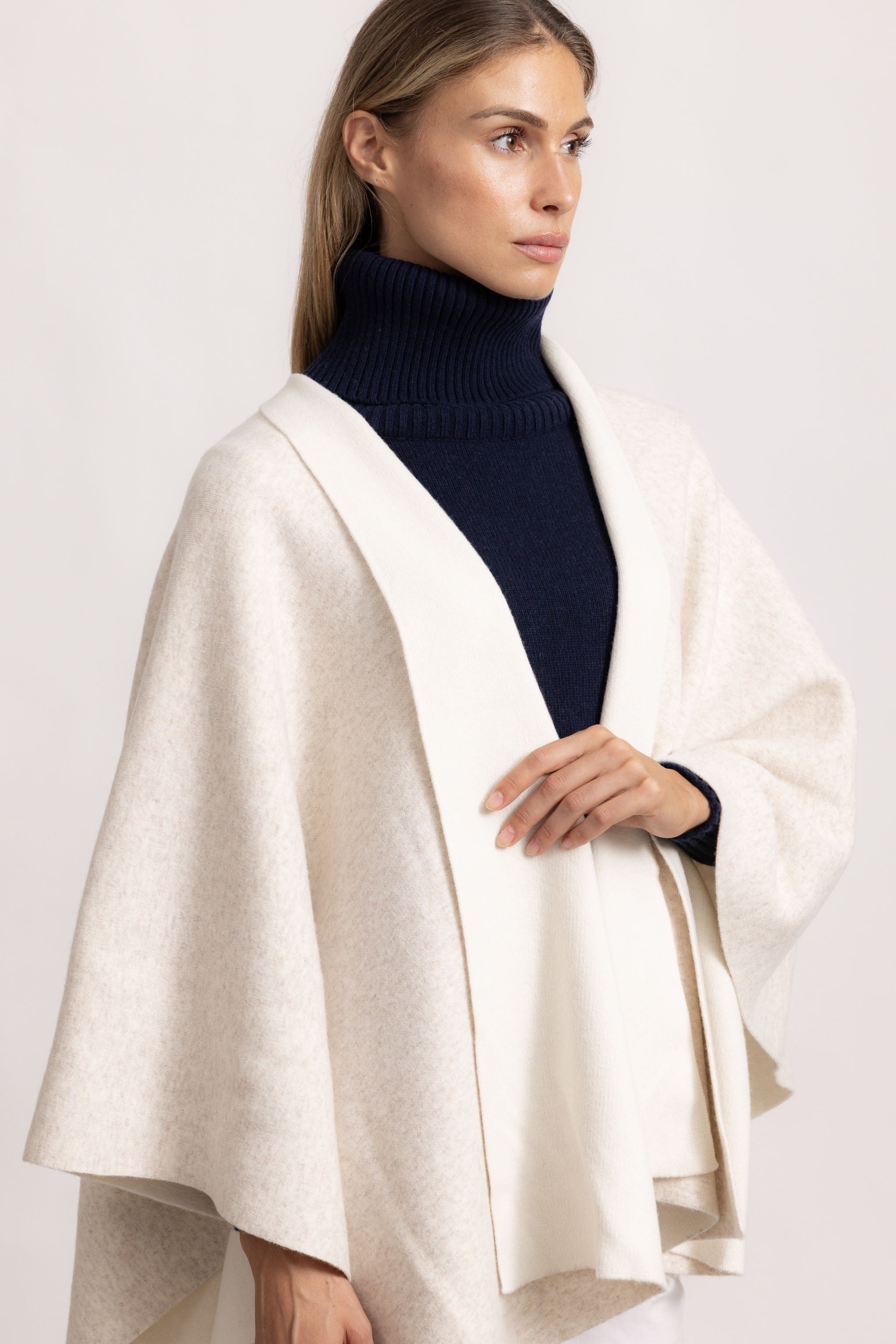 DIANA - Poncho double face (Beige Chiaro/Avorio)