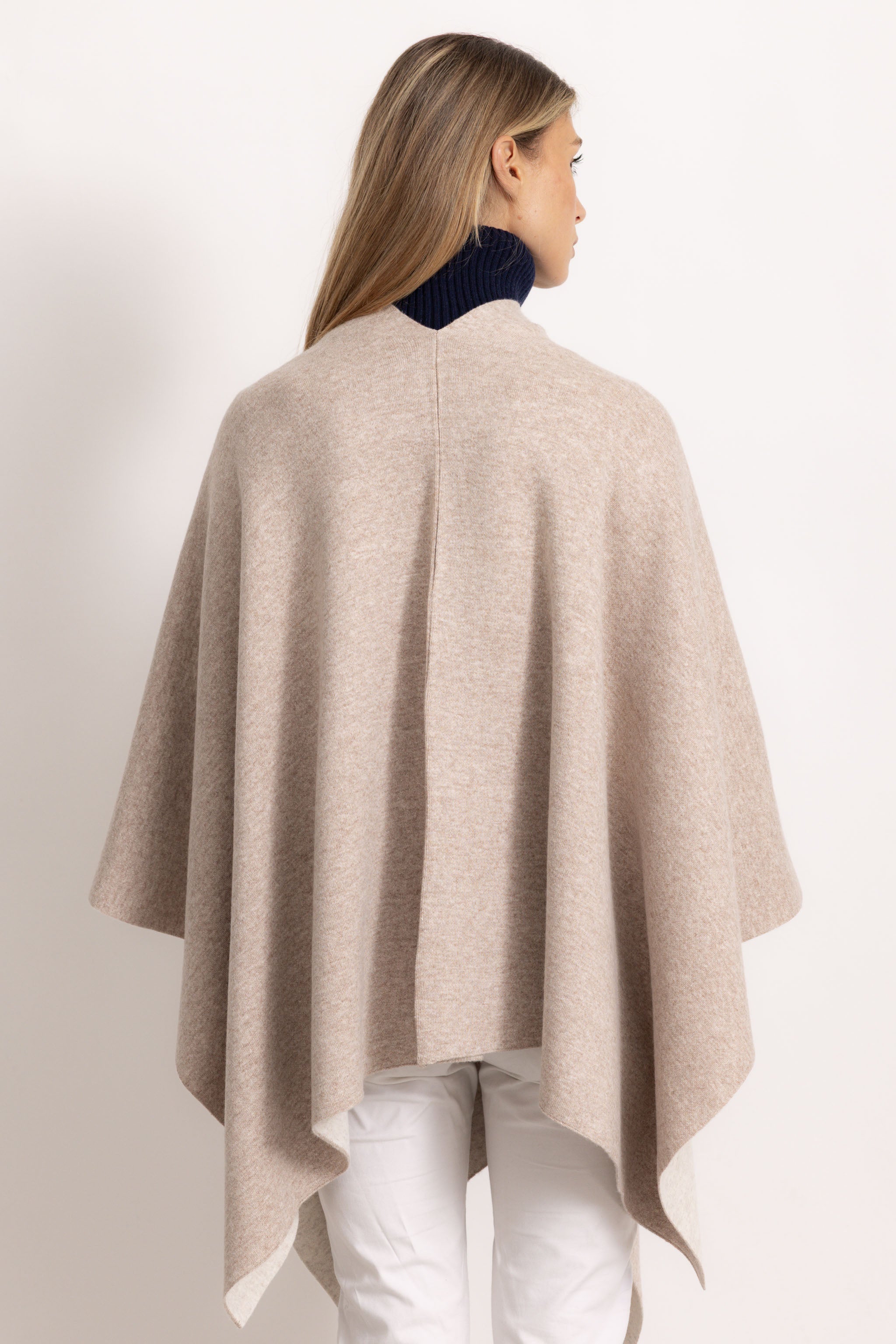 DIANA - Poncho double face (Beige Chiaro/Beige Medio)