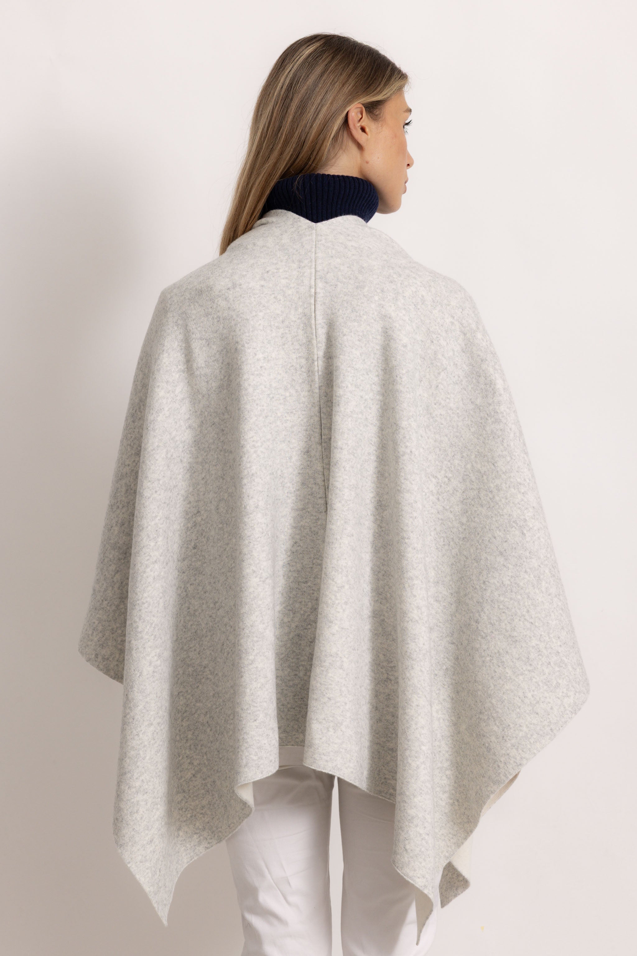 DIANA - Poncho double face (Beige Chiaro/Ecru)