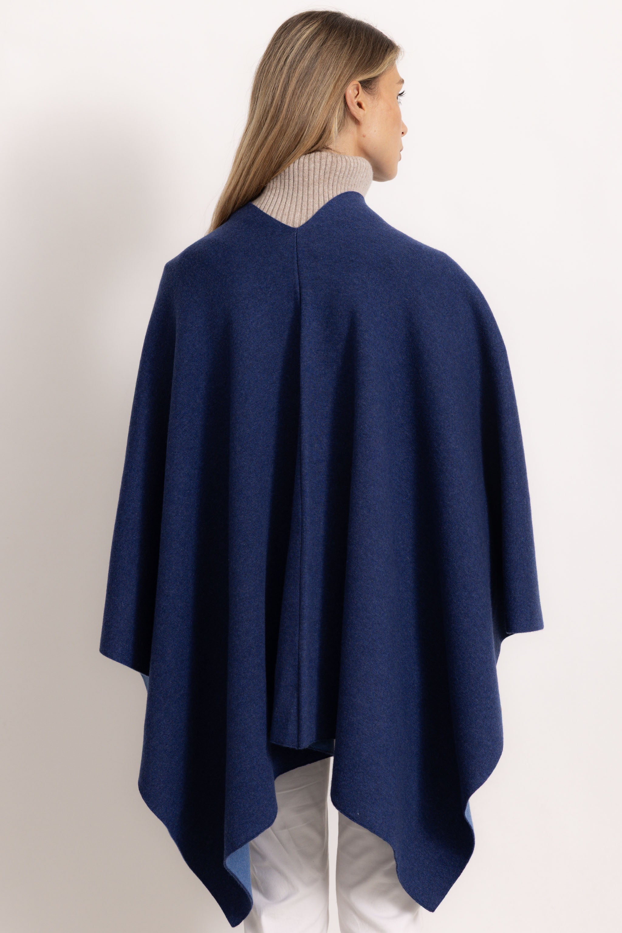 DIANA - Poncho double face (Blu Oceano/Jeans)