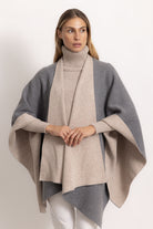 DIANA - Poncho double face (Grigio/Beige Medio)