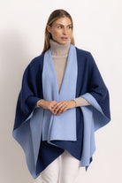 DIANA - Poncho double face (Jeans/Polvere)