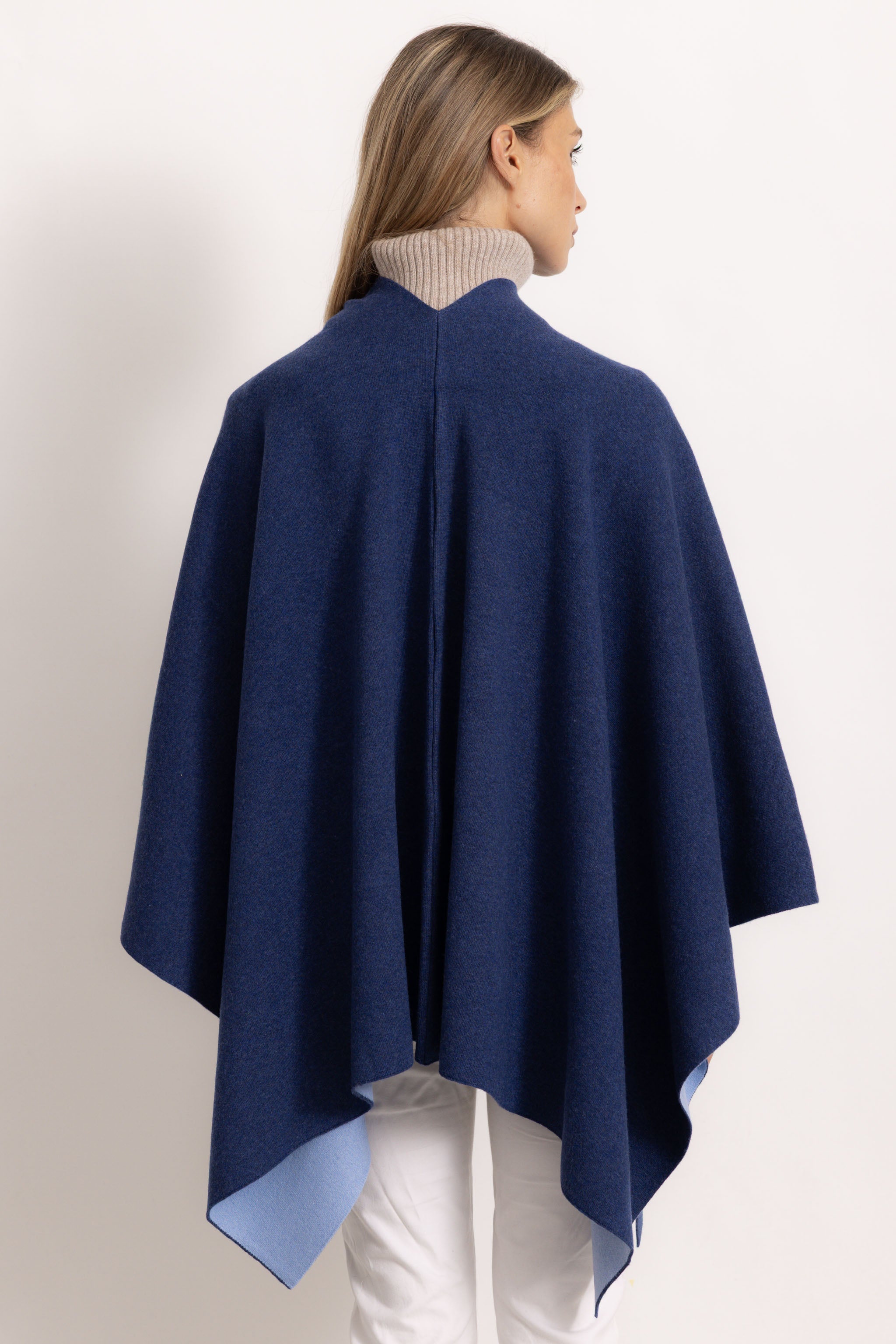 DIANA - Poncho double face (Jeans/Polvere)