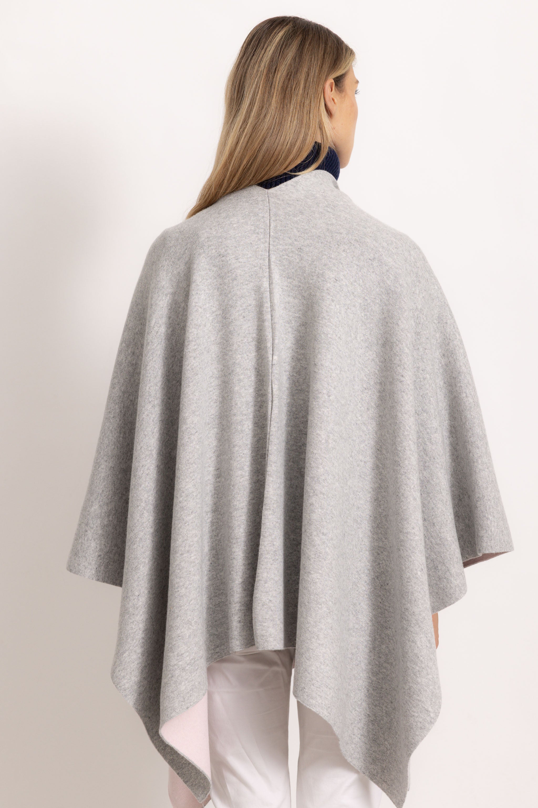 DIANA - Poncho double face (Rosa/Grigio Chiaro)