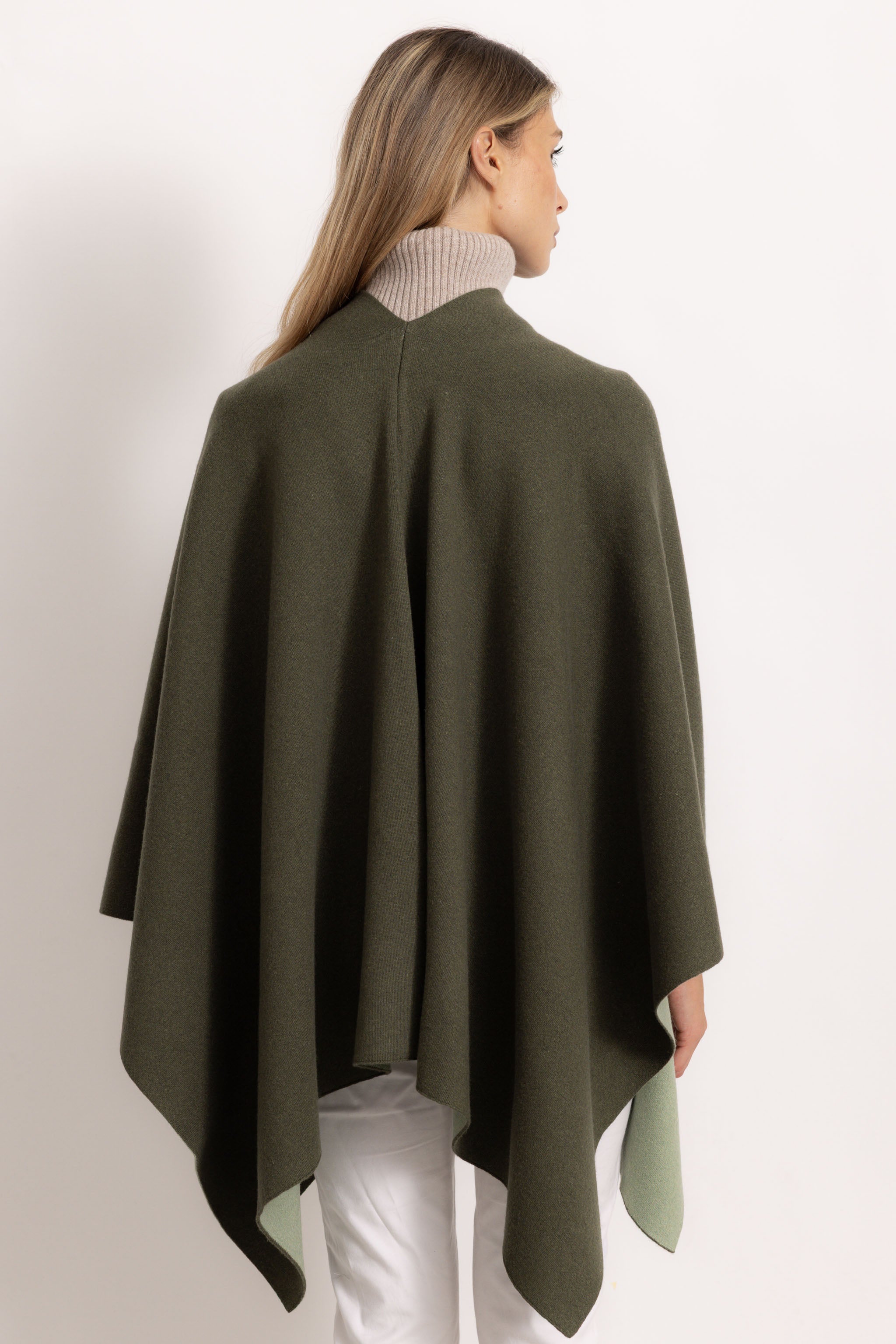 DIANA - Poncho double face (Verde/Salvia)