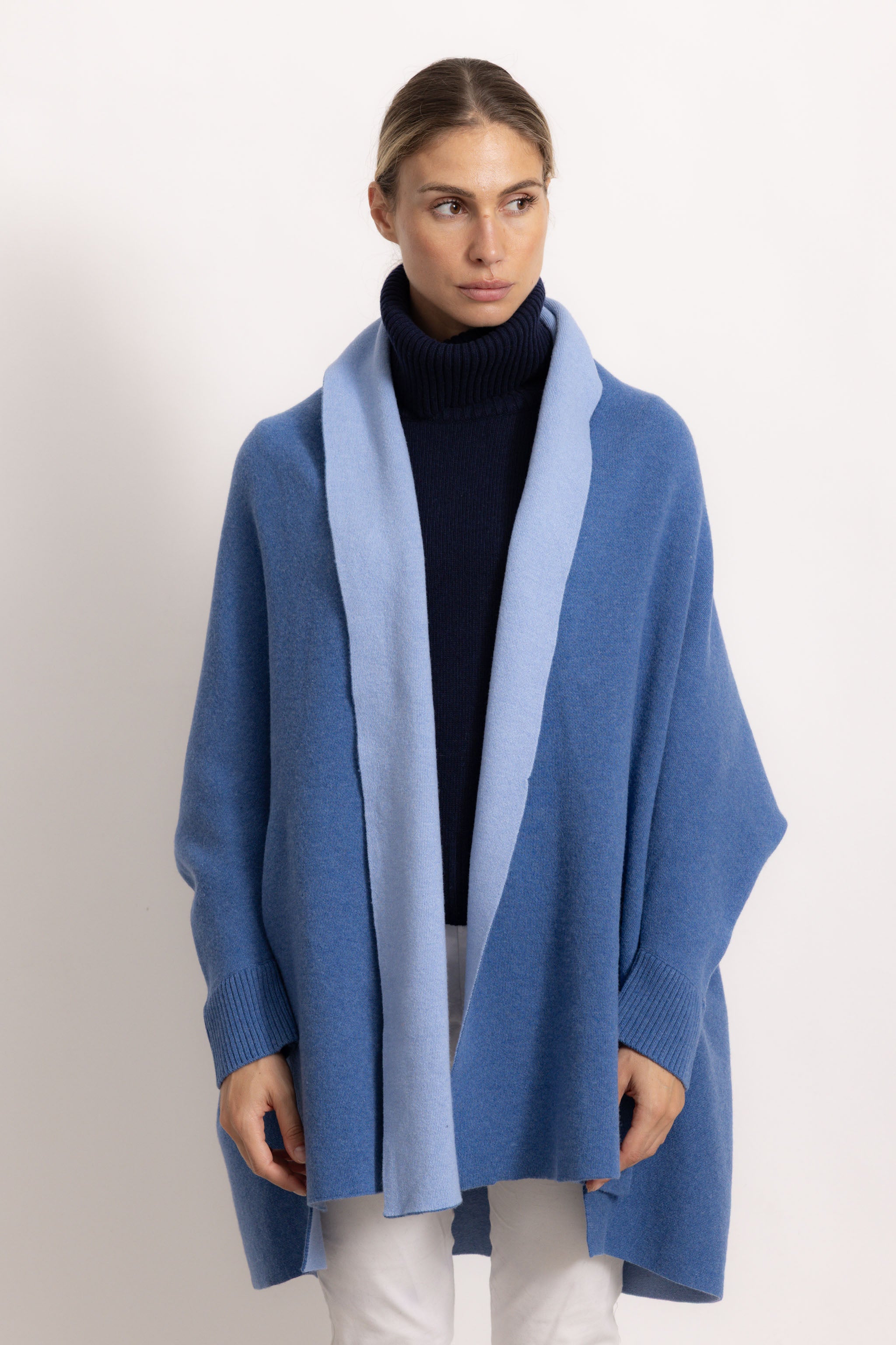 GINEVRA - Poncho con maniche (Jeans/Polvere)