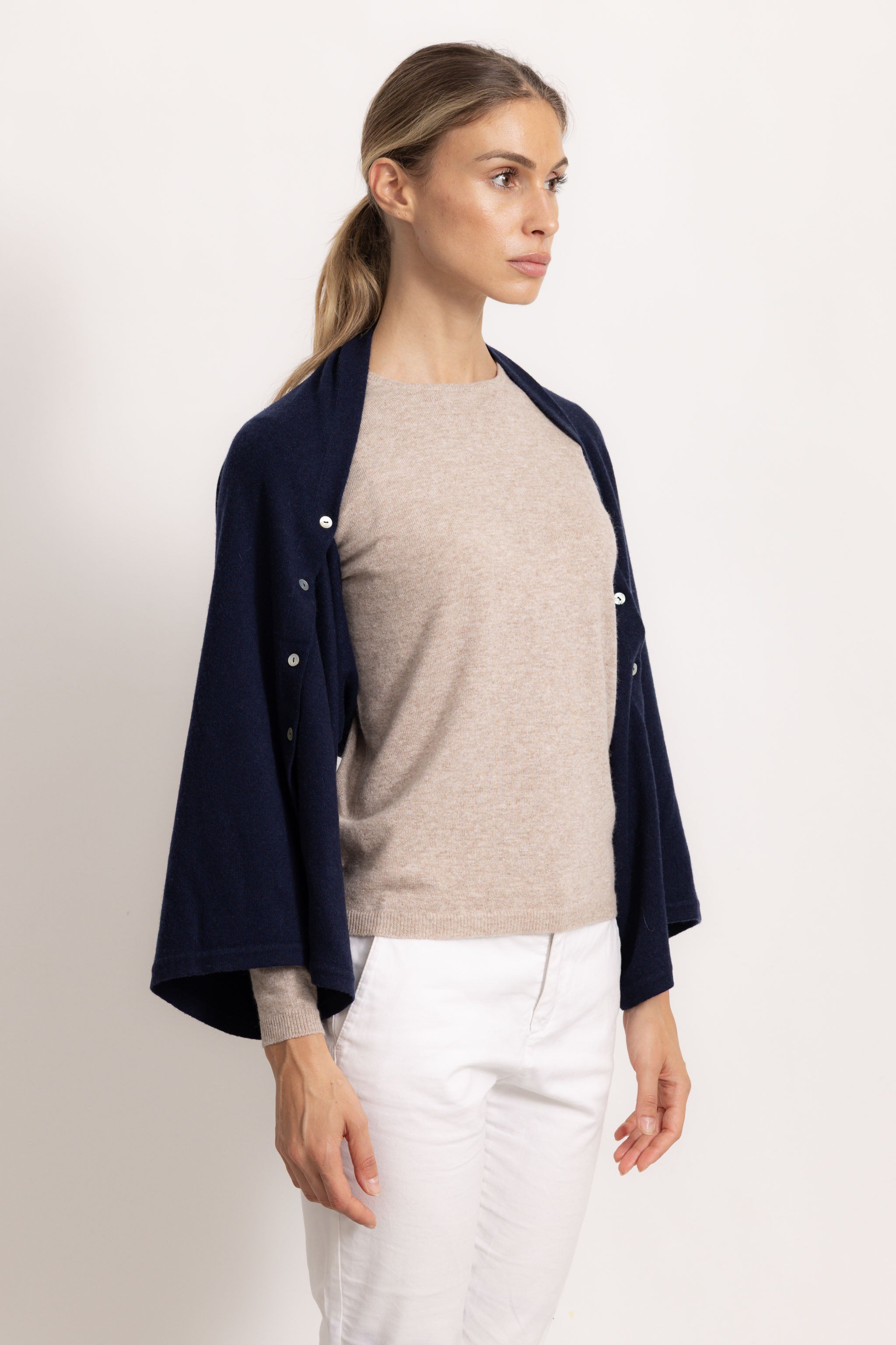 LAVINIA - Poncho con bottoni (Blu Navy)