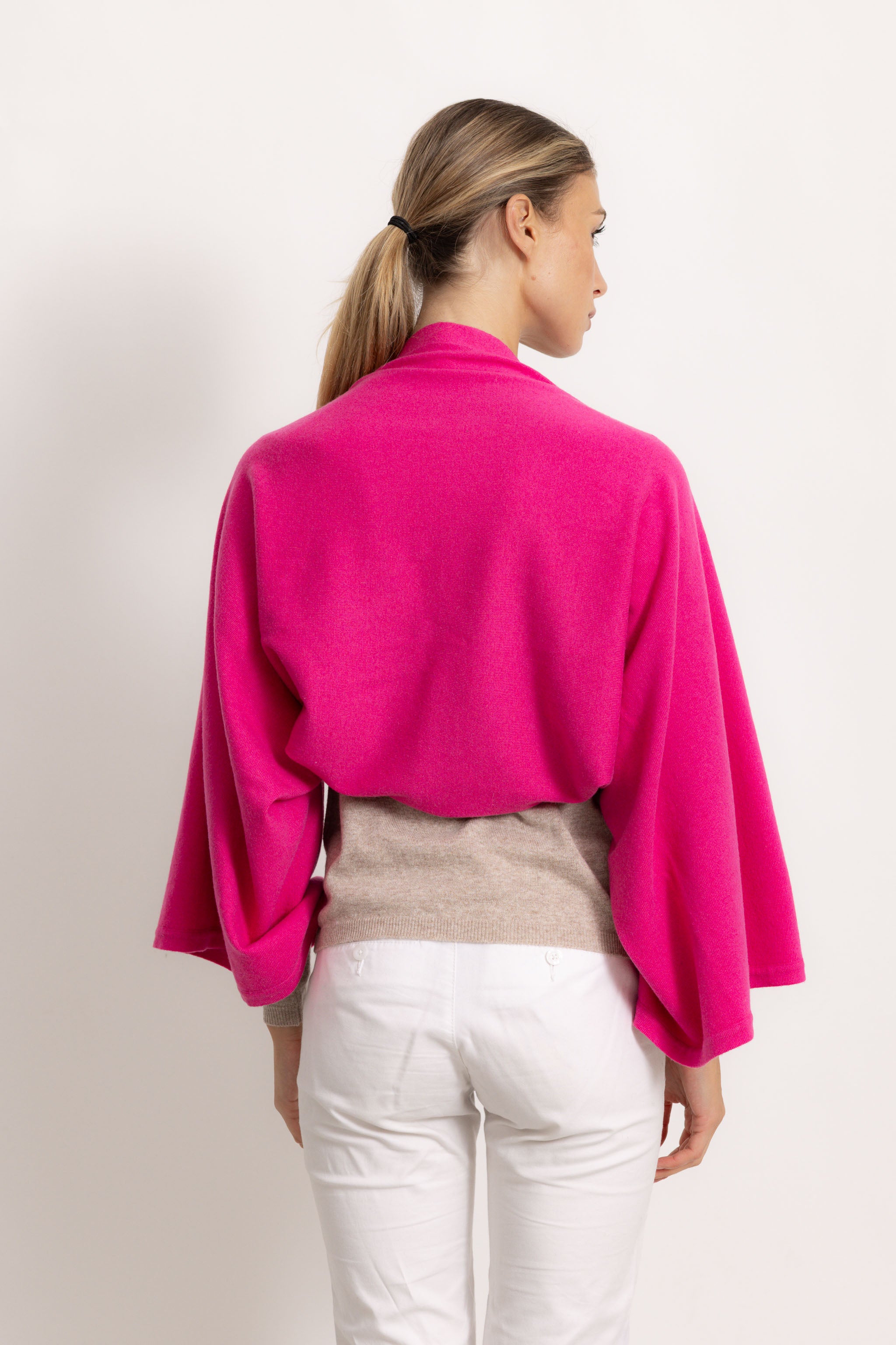 LAVINIA - Poncho con bottoni (Fucsia)