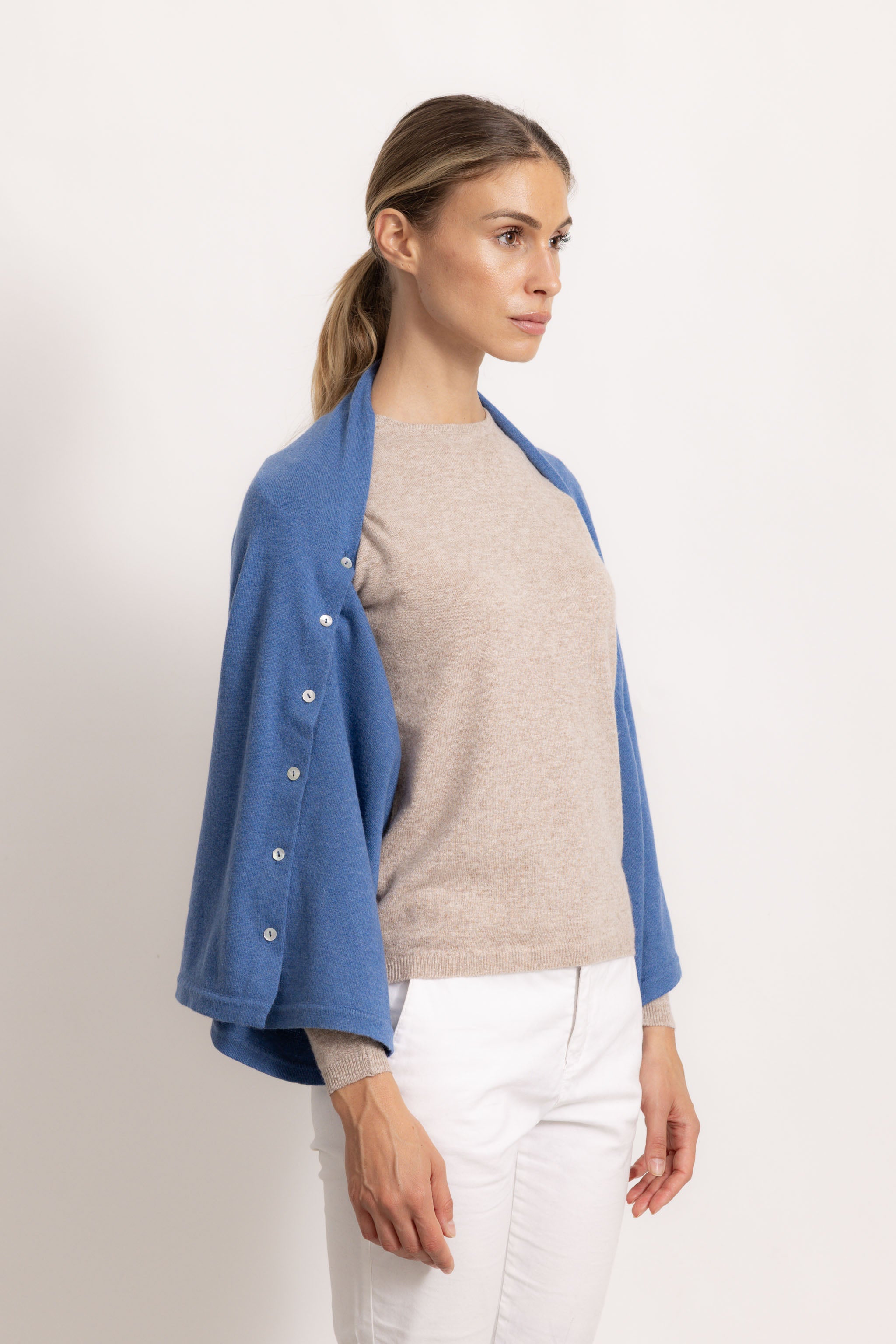 LAVINIA - Poncho con bottoni (Jeans)