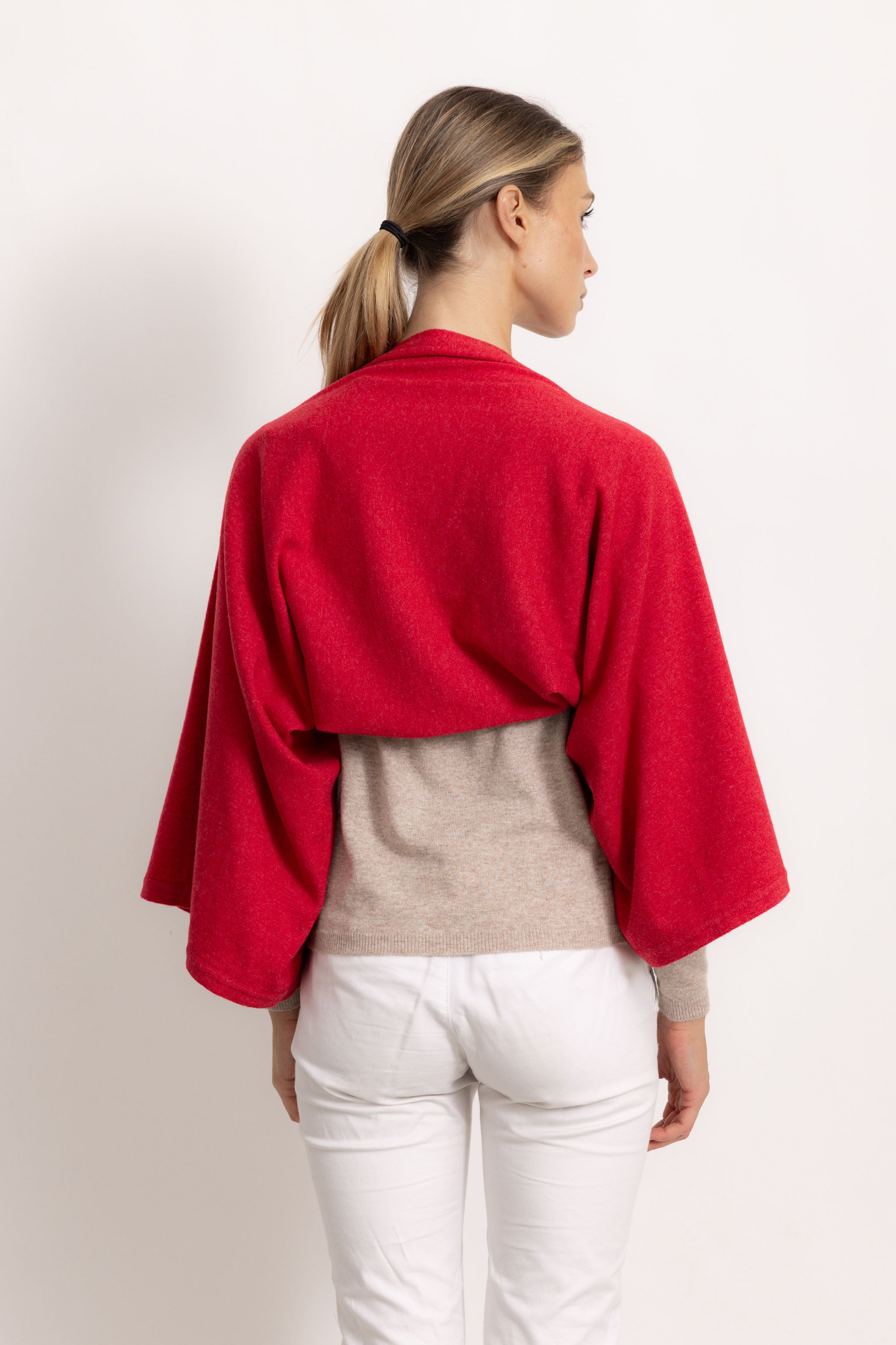 LAVINIA - Poncho con bottoni (Rosso)