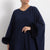LONDRA - Poncho con polsini in volpe (Blu)