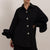 PERLA - Camisa botones perlas volantes (Negro)