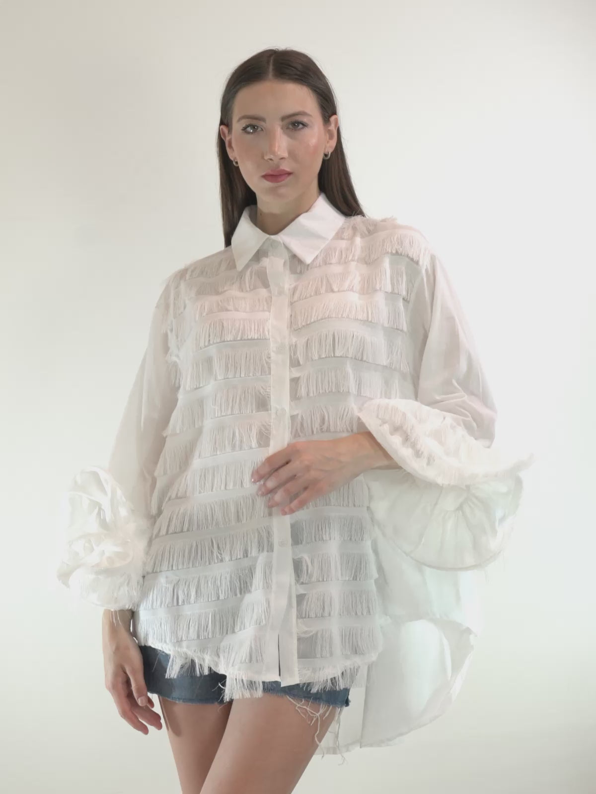 Camicia FLAMENCO Bianca - Balze a cascata