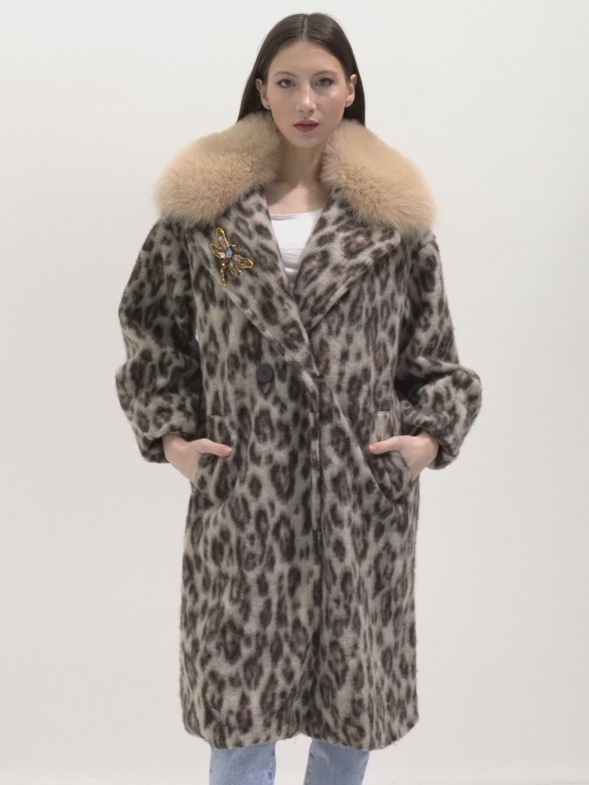 Animalier Coat with Dragonfly Brooch - Limited Luxury Edition