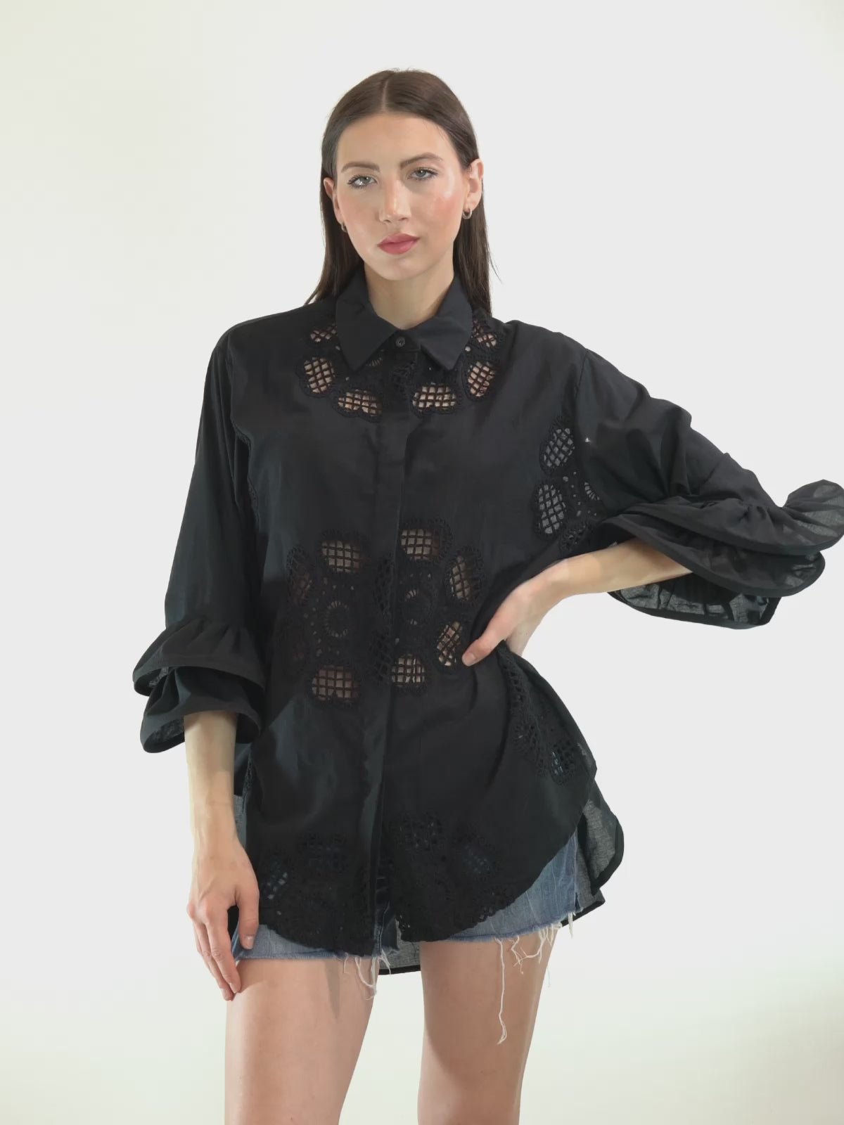 Camicia FLAMENCO Nera - Trame di cuori