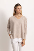 VITTORIA - Maglione con scollo v (Beige Chiaro)