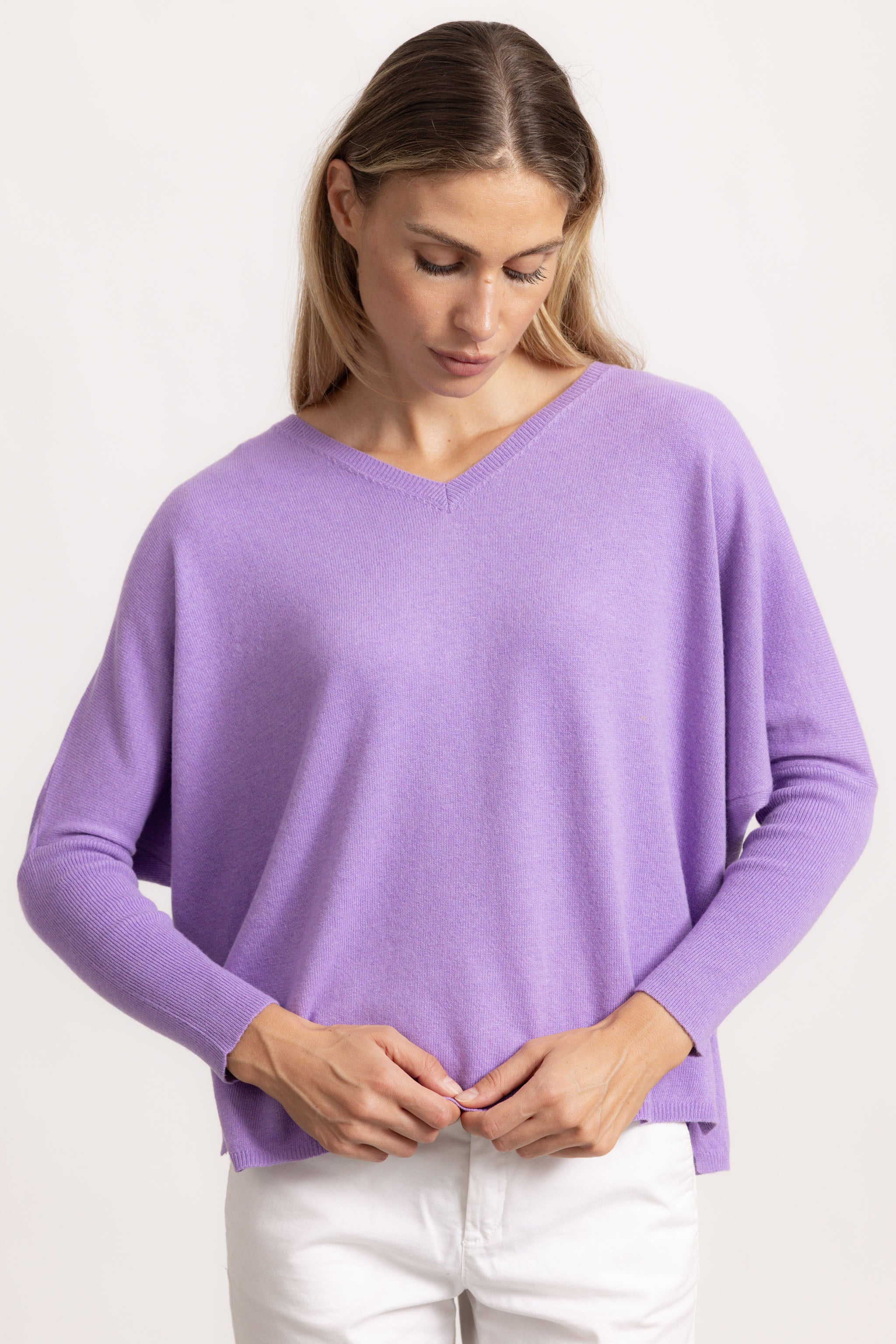 VITTORIA - Maglione con scollo v (Lilla)