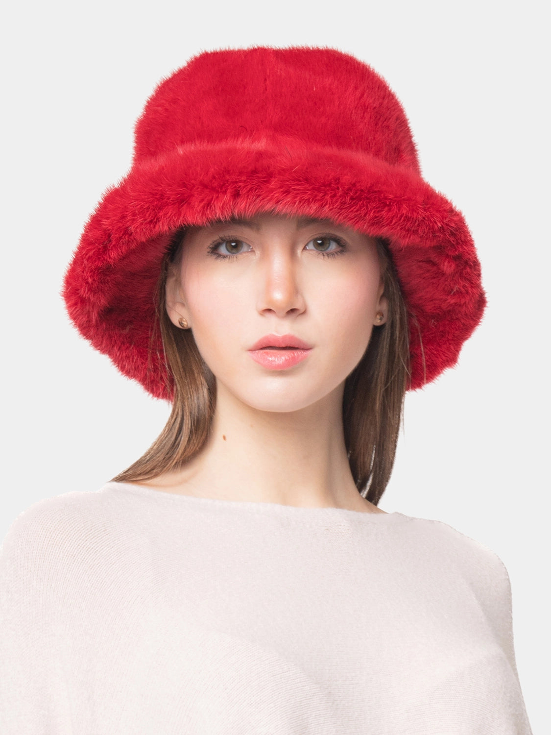 CAPPELLO BUCKET - in visone rosso