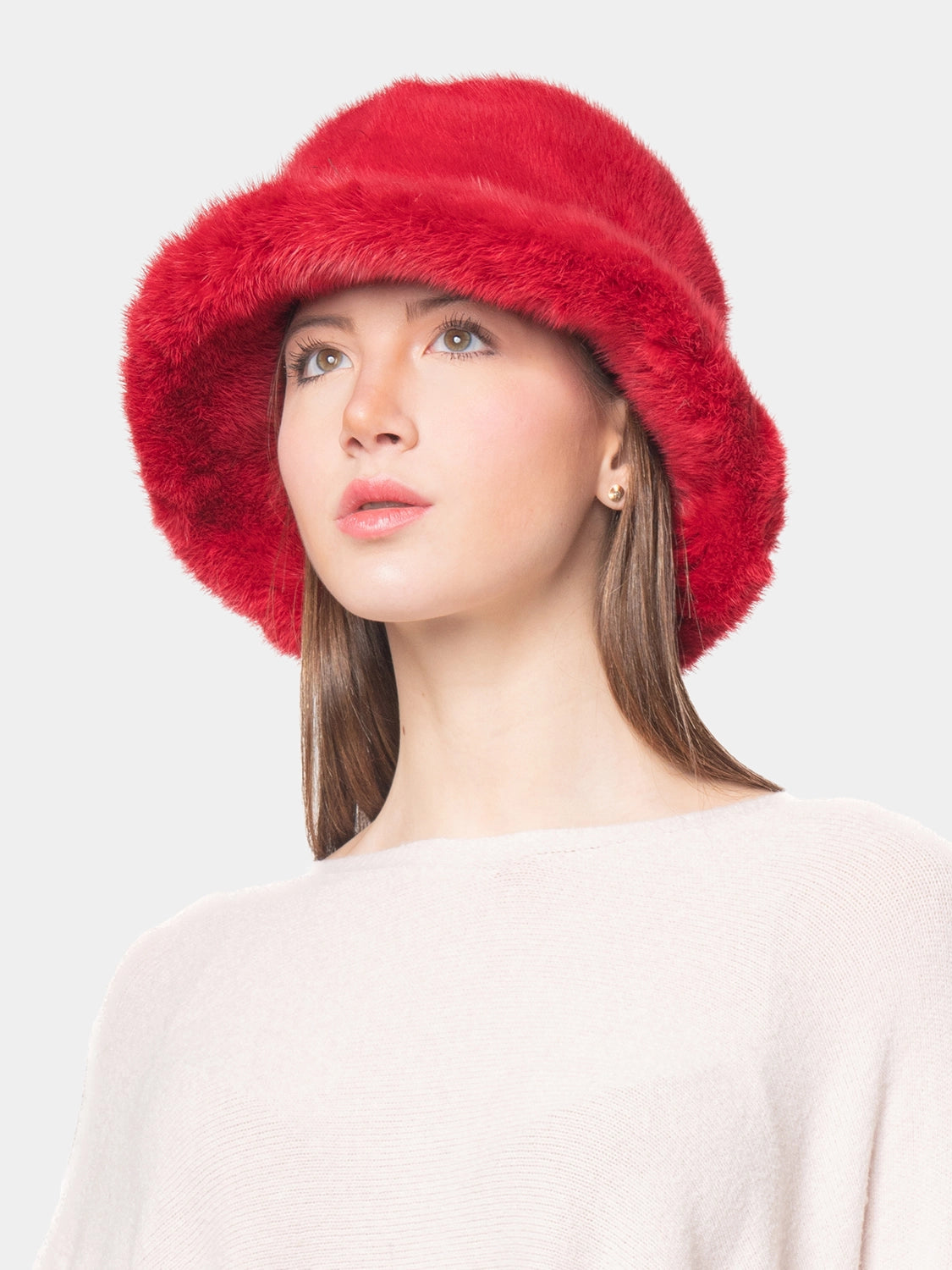 CAPPELLO BUCKET - in visone rosso