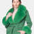 Dublin - Cashmere coat with bordering neck and fox cuffs (green)