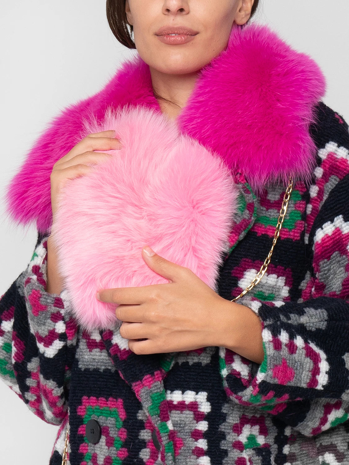 MITTENS - in pink fox fur