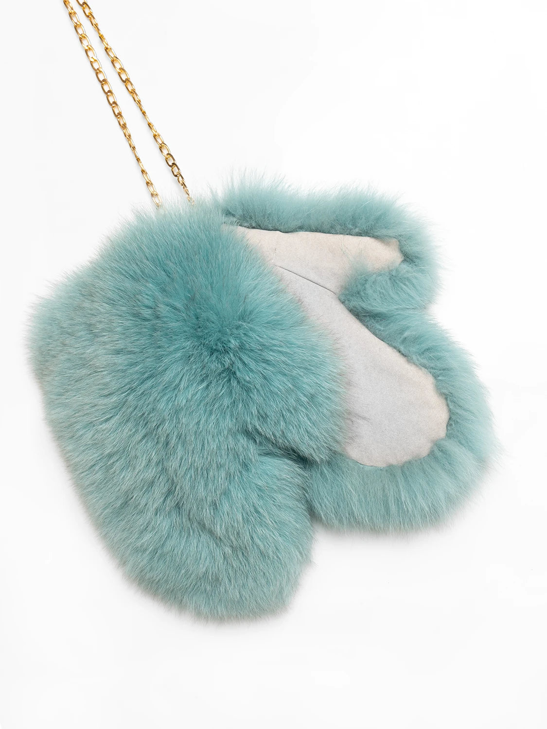 MITTENS - in turquoise fox fur